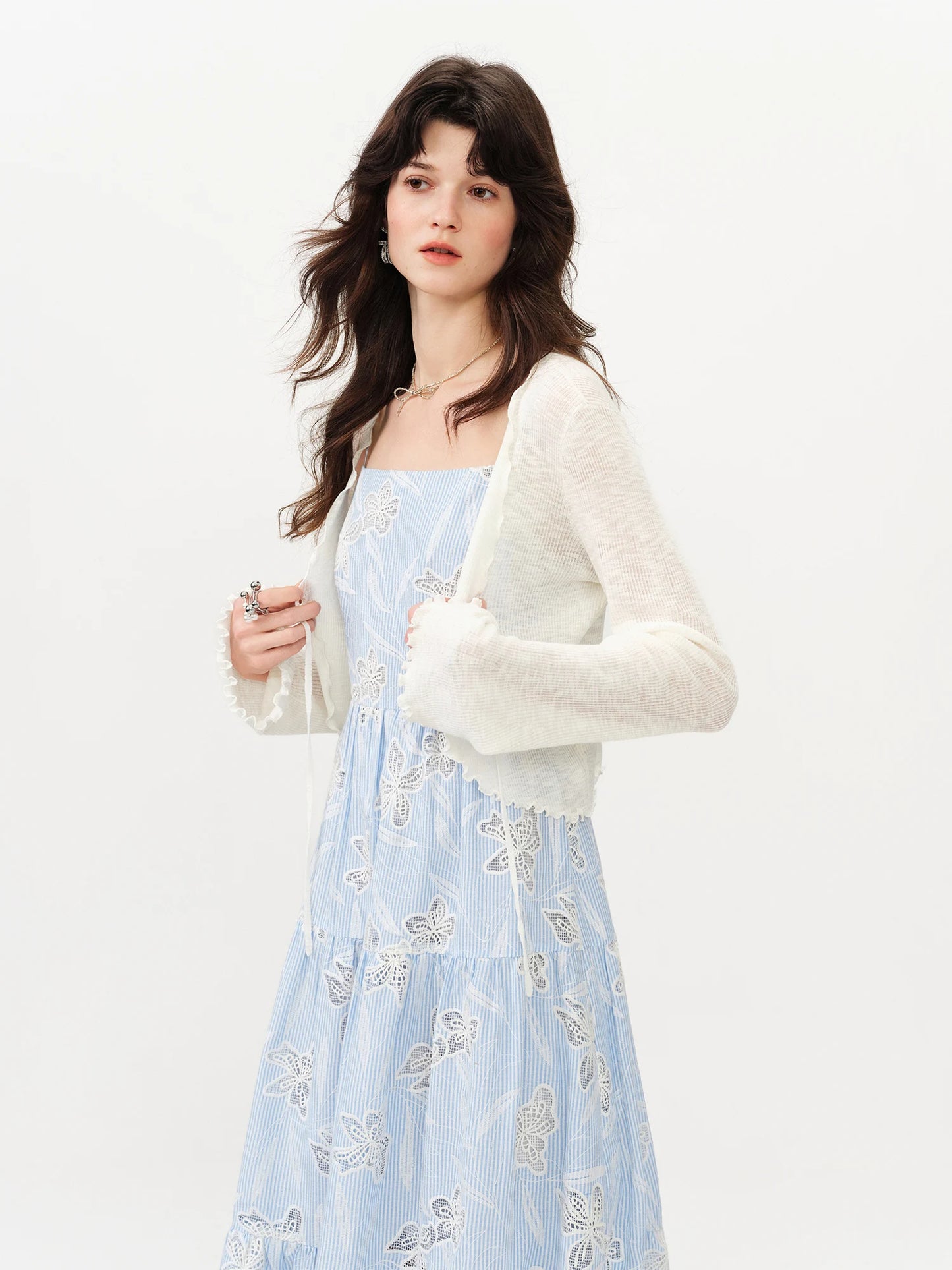 Red Tie Front Cropped Cardigan