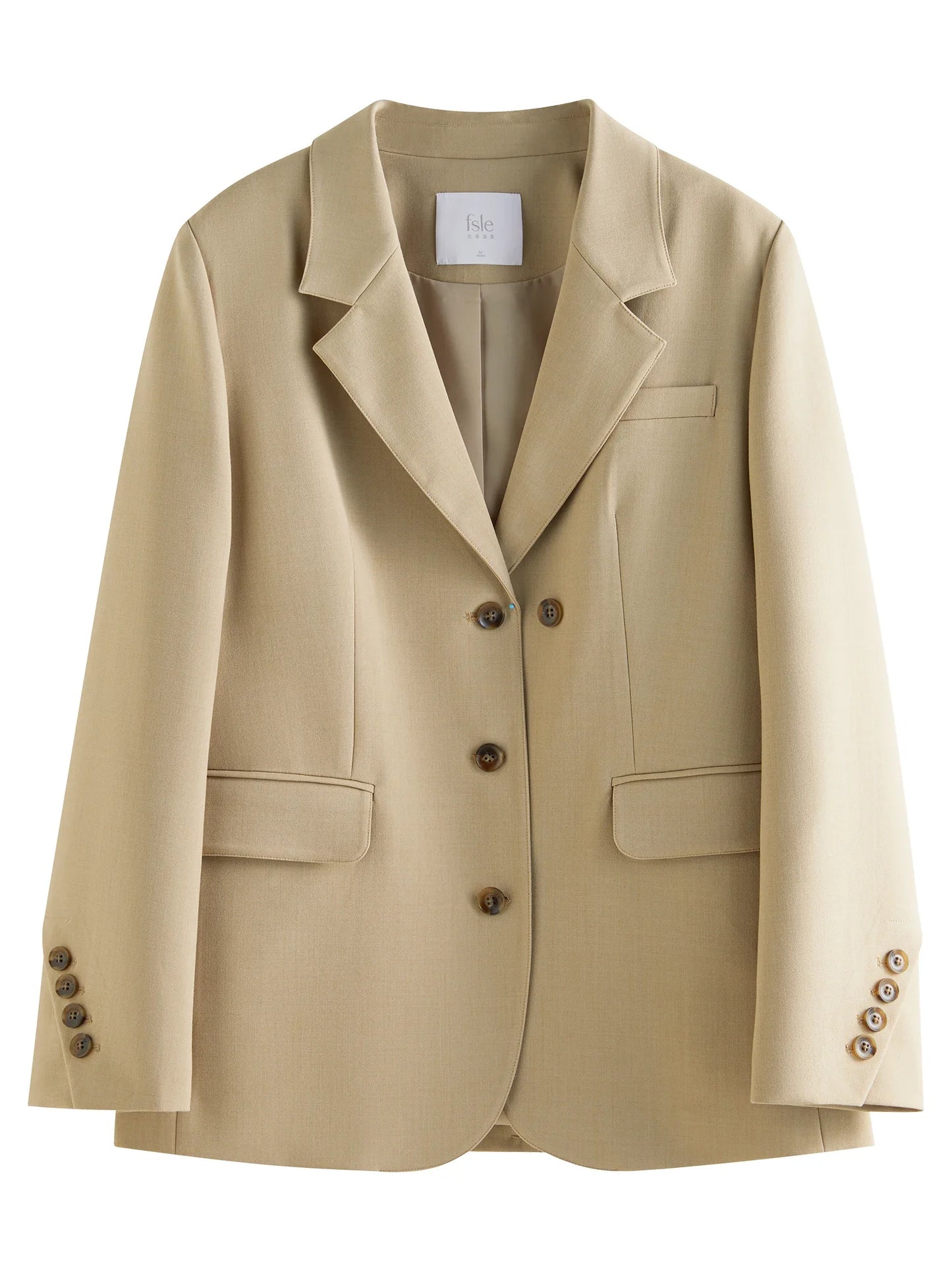 Khaki Double Breasted Relaxed Blazer