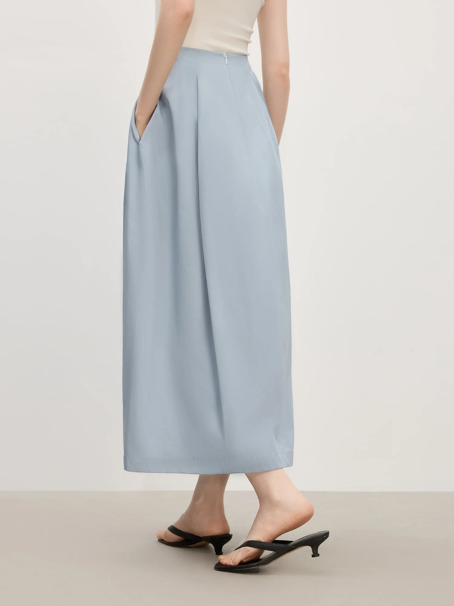 Pale Blue Flowing A-Line Maxi Skirt