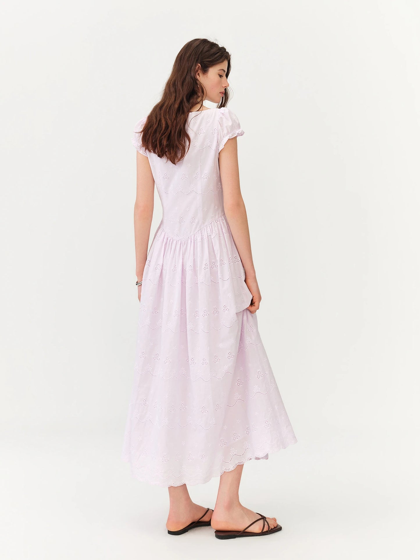 Lilac Lace Panel Slip Maxi Dress