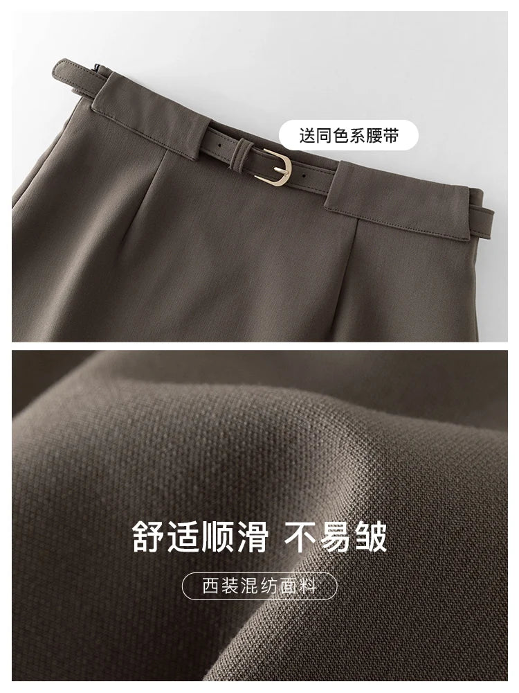 Taupe Asymmetric Wrap Mini Skirt