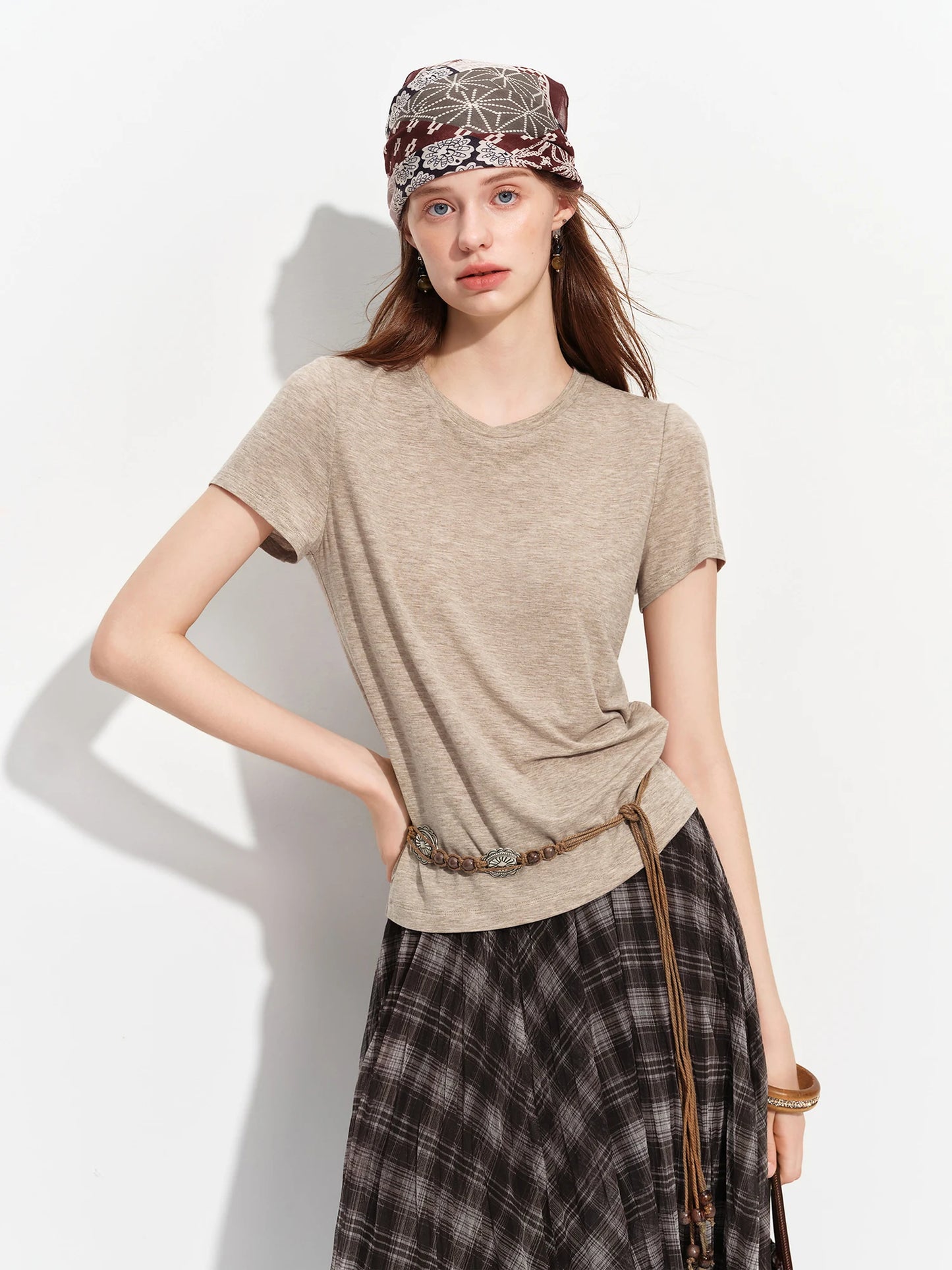 Charcoal Structured Shoulder Cotton Tee