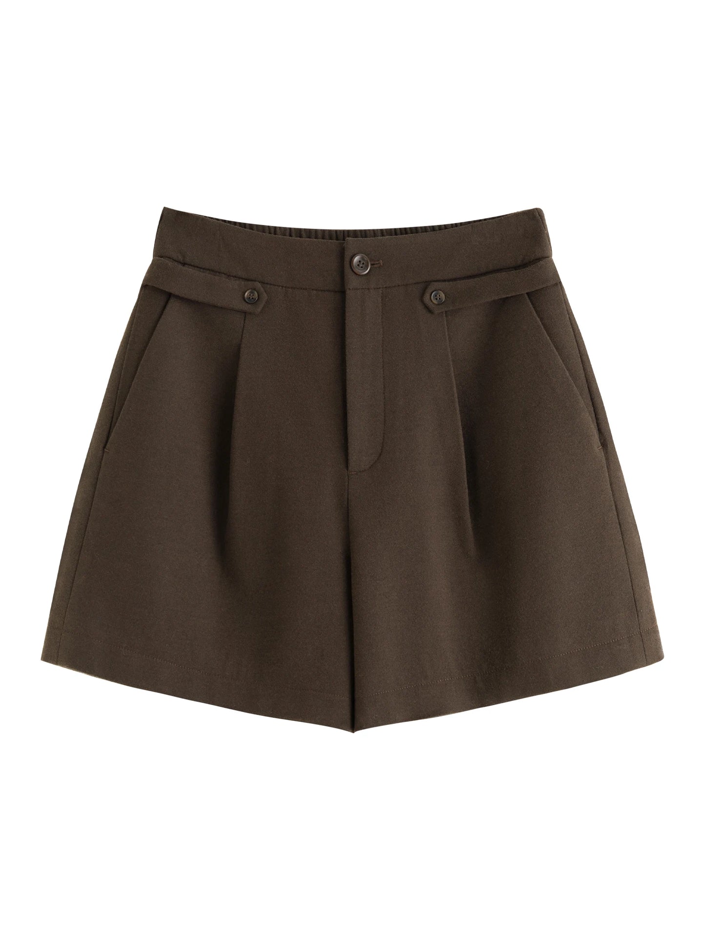 Brown High Waist Tailored Shorts