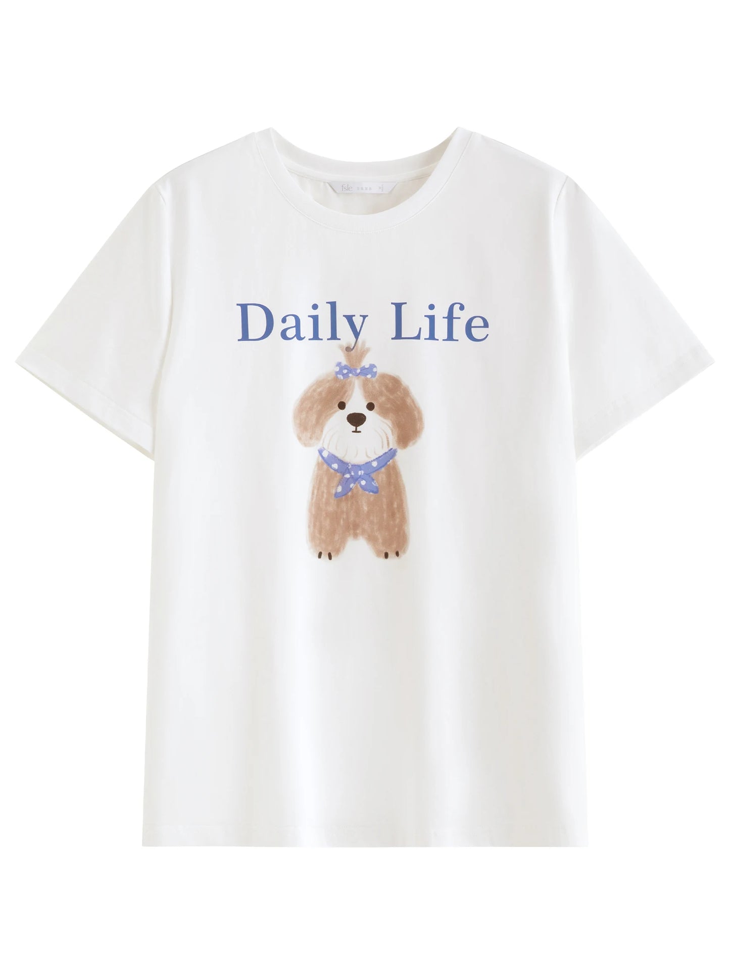 White Puppy Graphic Cotton Tee