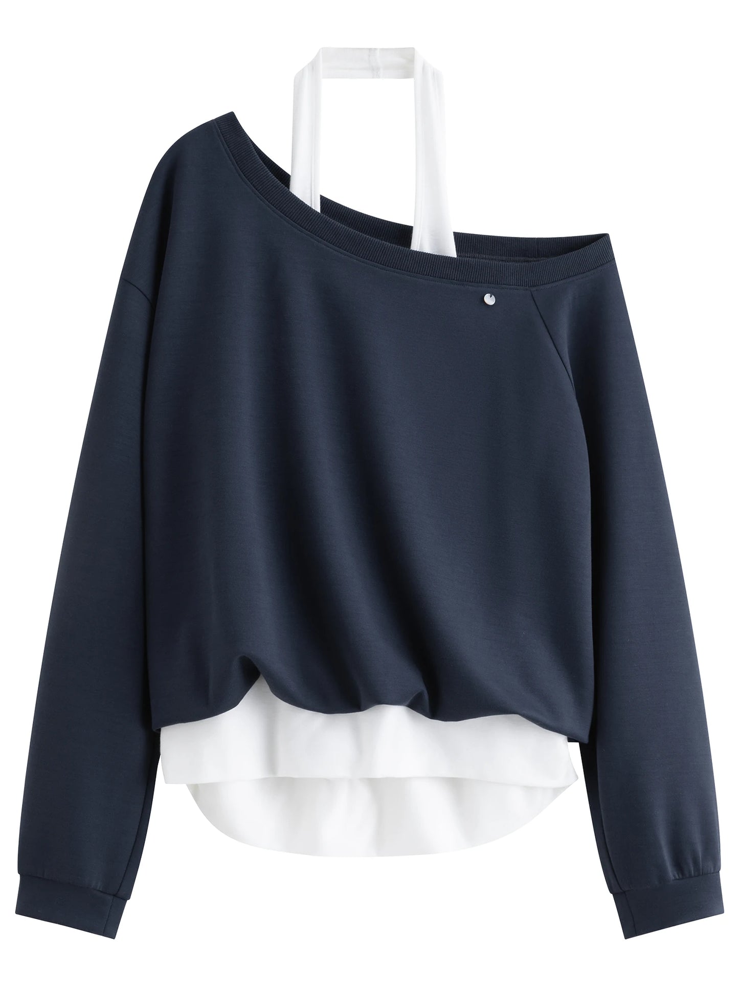 Grey Off Shoulder Layered Sweatshirt