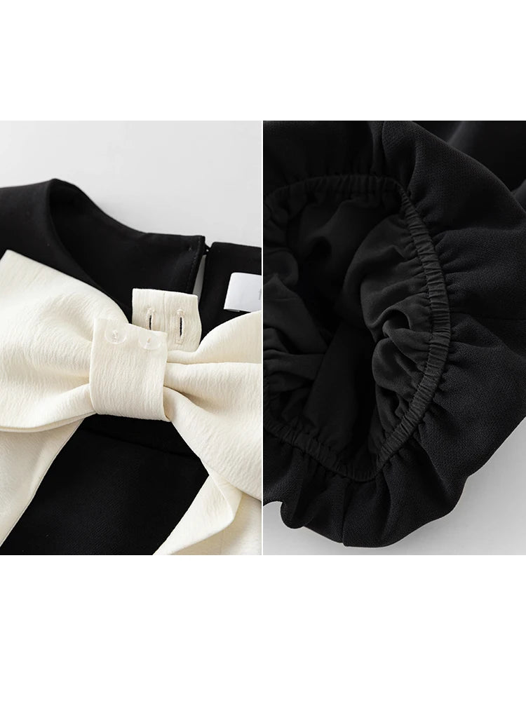 Black Bow Collar Midi Dress