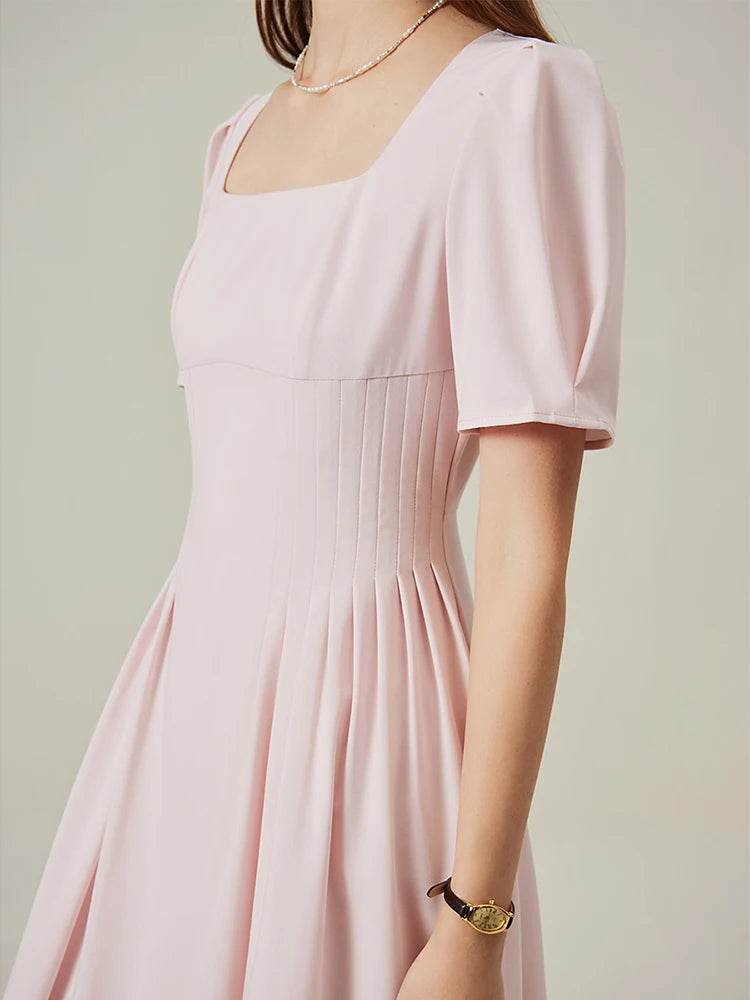 Blush Square Neck Puff Sleeve Dress