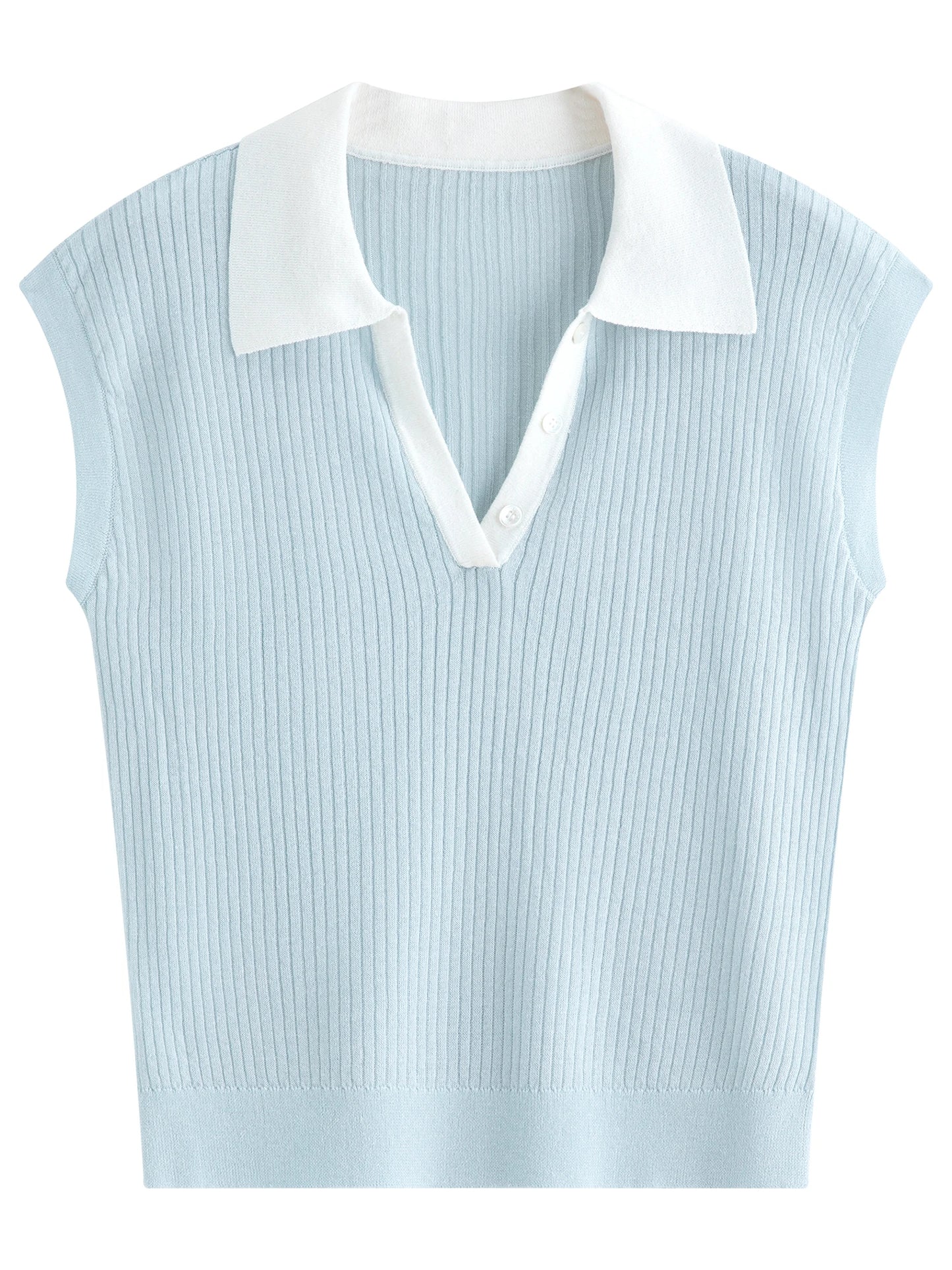 Charcoal Contrast Collar Knit Vest