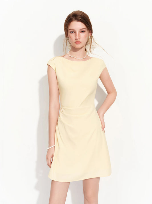 Butter Yellow Cap Sleeve Mini Dress