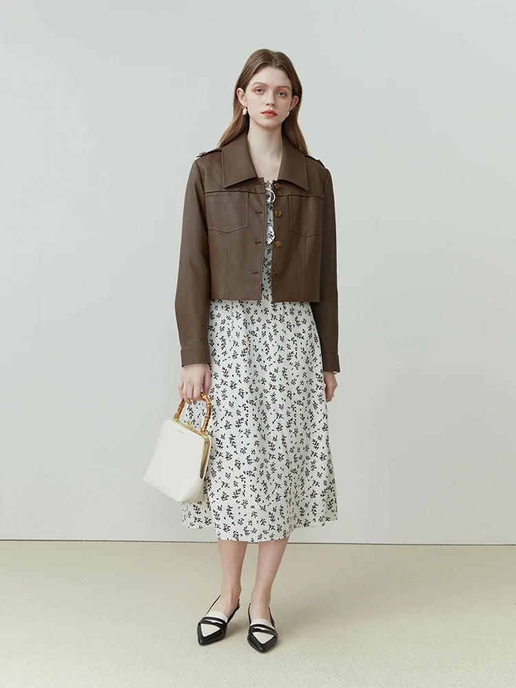 Dark Brown Leather Utility Jacket