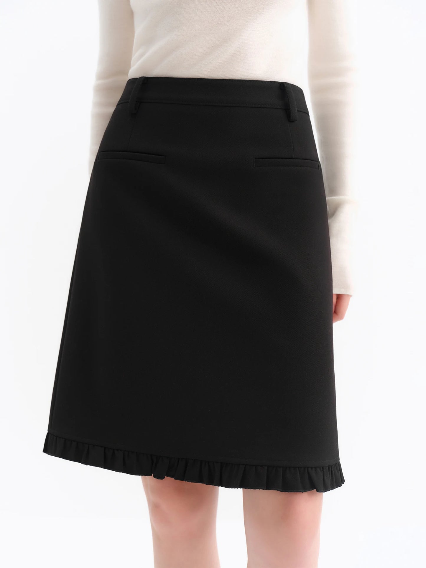 Black Ruffle Hem Mini Skirt