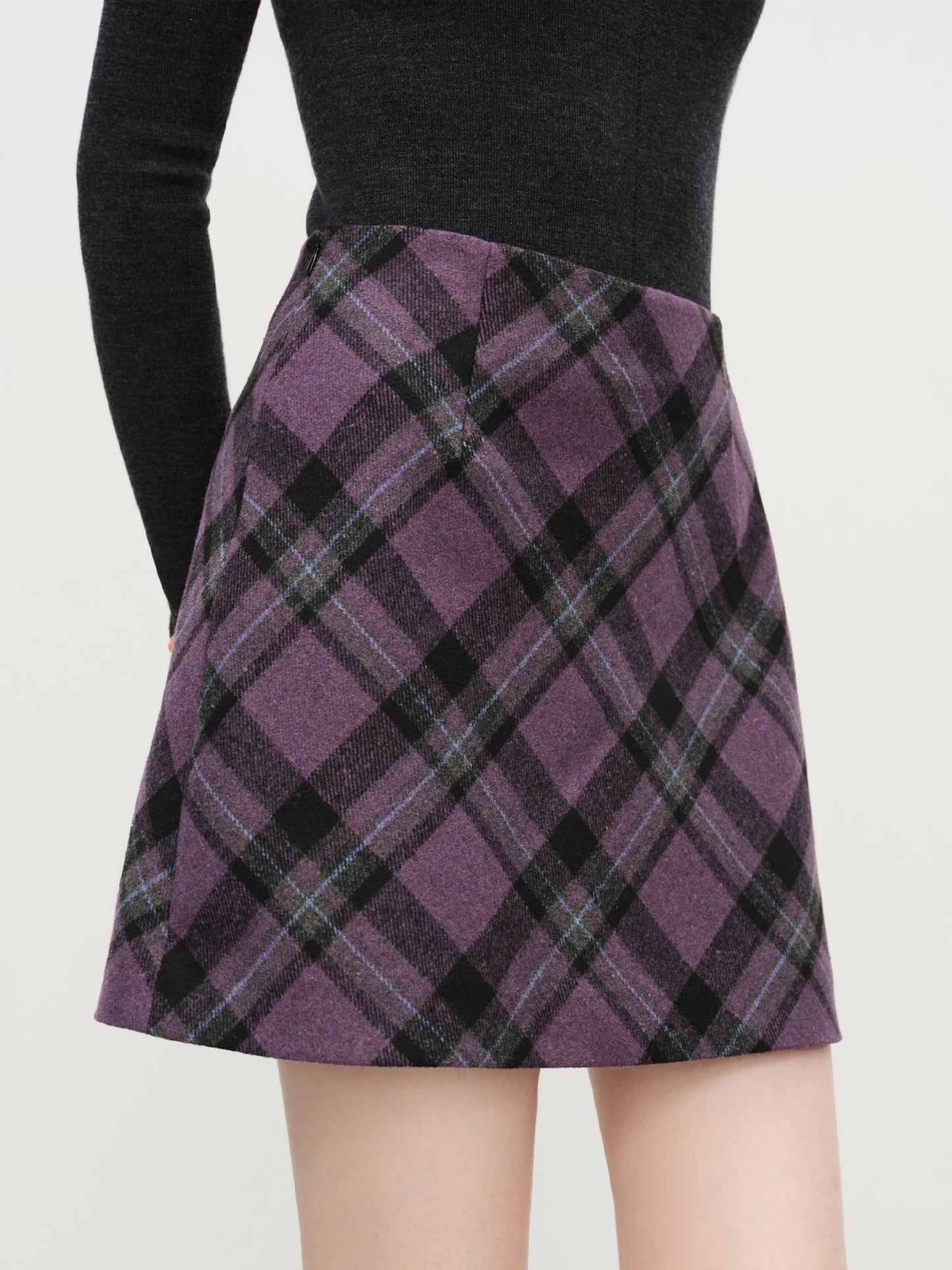 Brown Plaid A-Line Mini Skirt