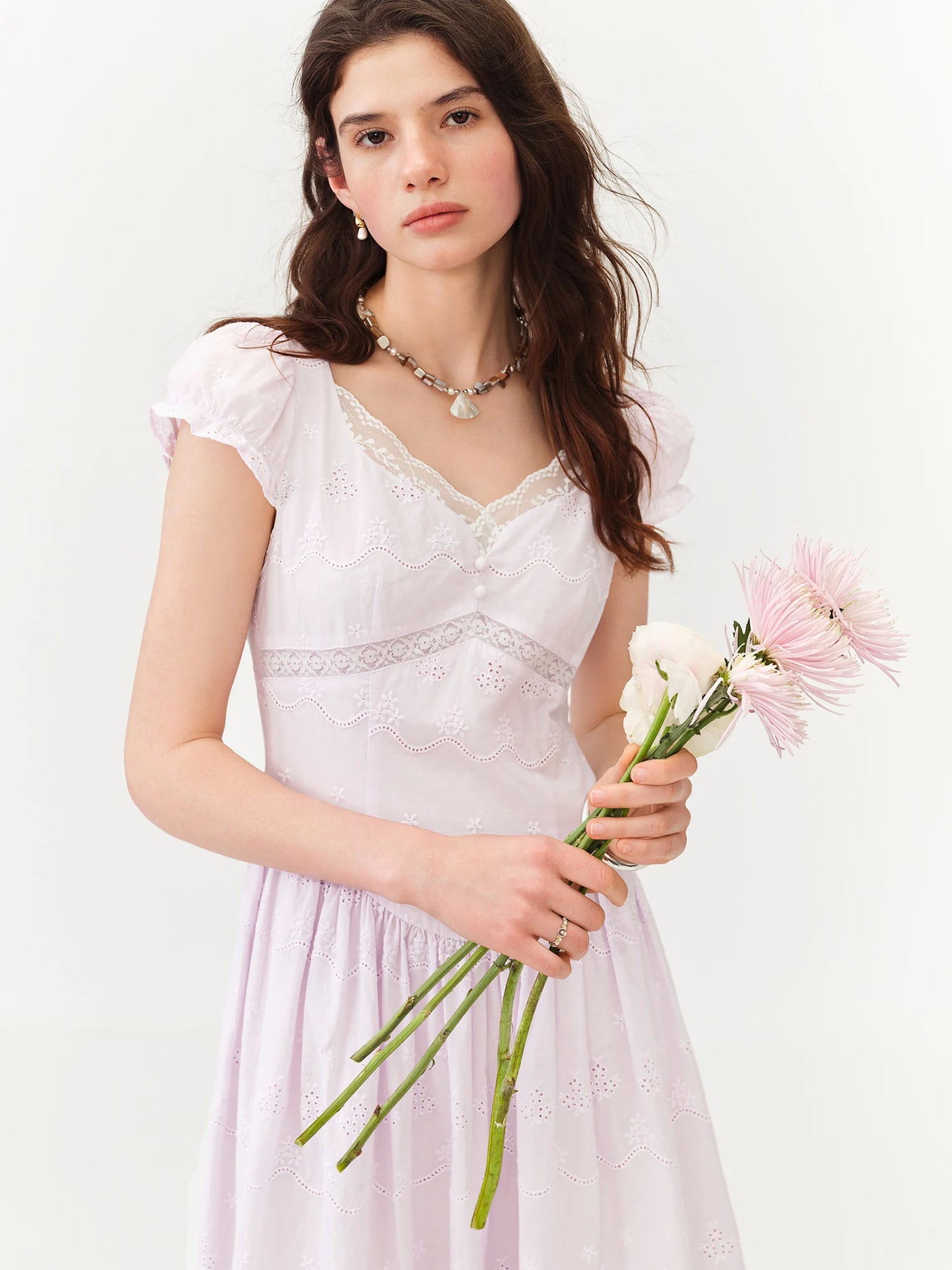 Lilac Lace Panel Slip Maxi Dress