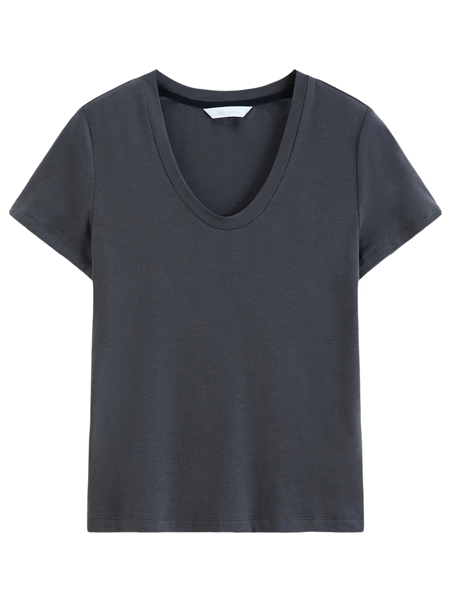 Charcoal Structured Shoulder Cotton Tee