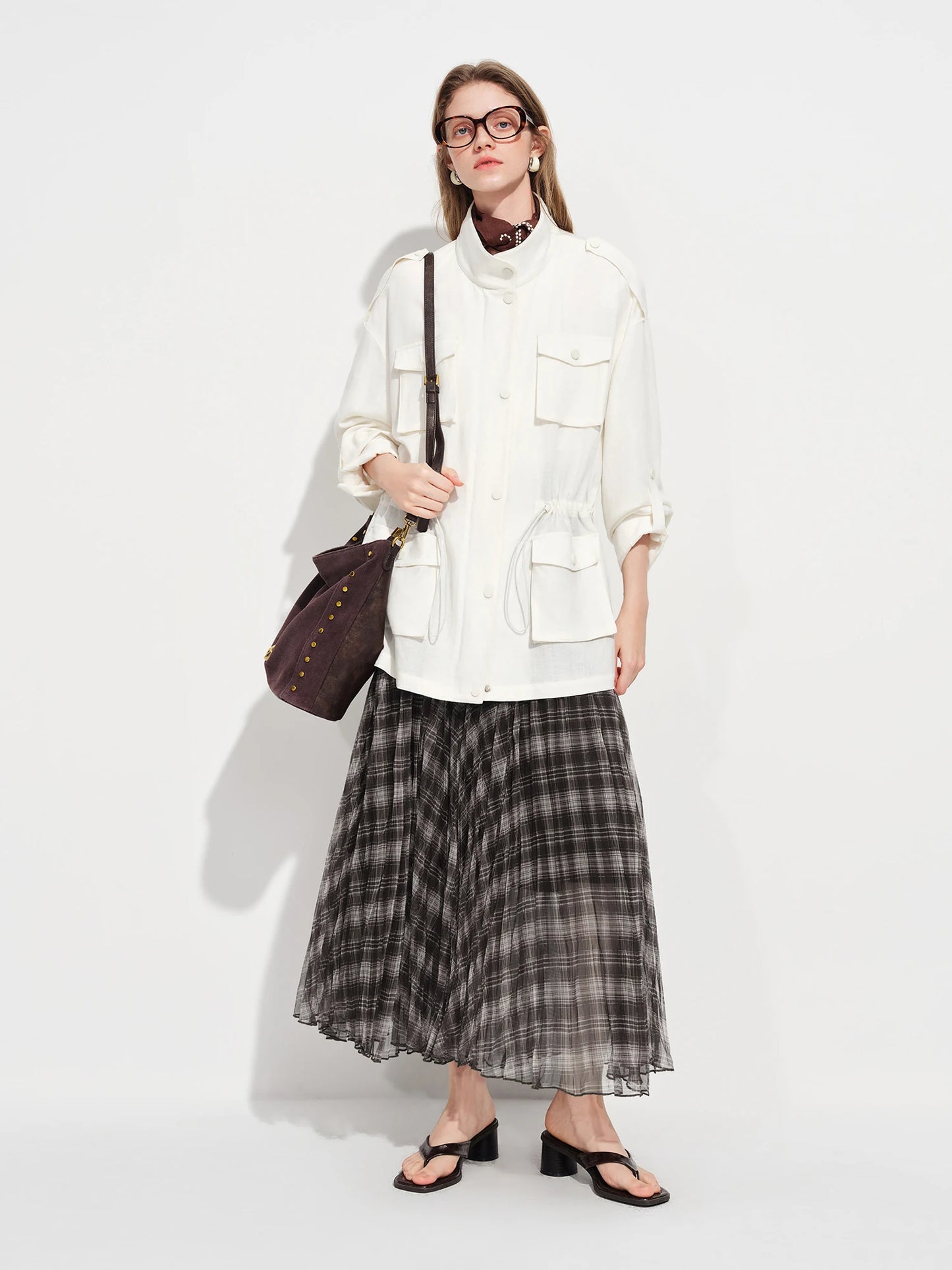 White Drawstring Utility Jacket