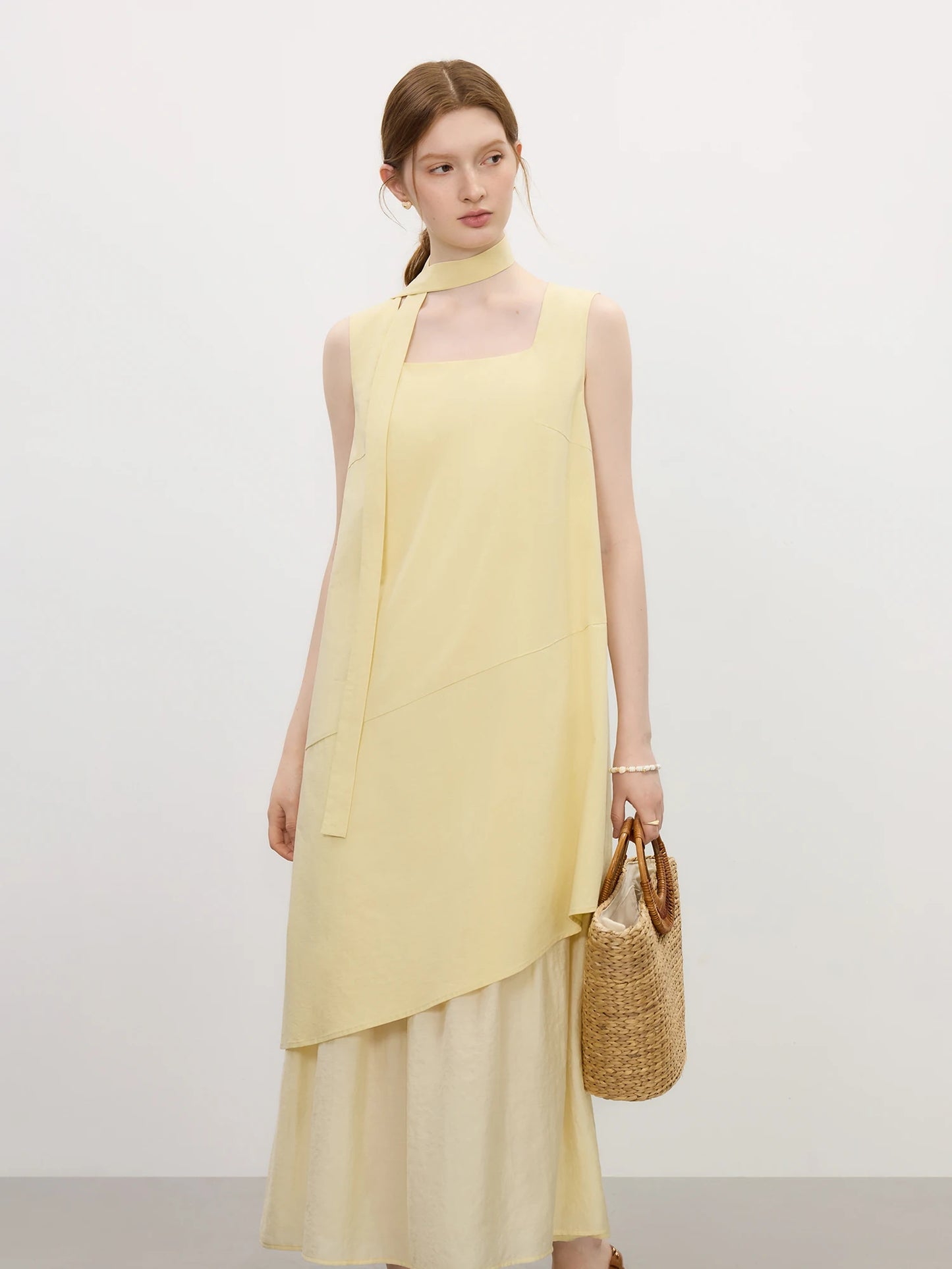 Butter Yellow Layered Sleeveless Maxi Dress