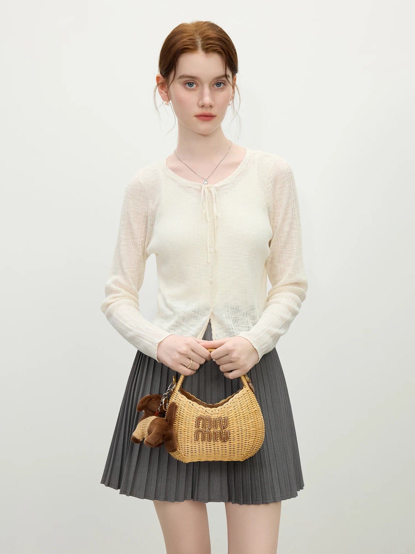 Powder Blue Sheer Knit Cardigan