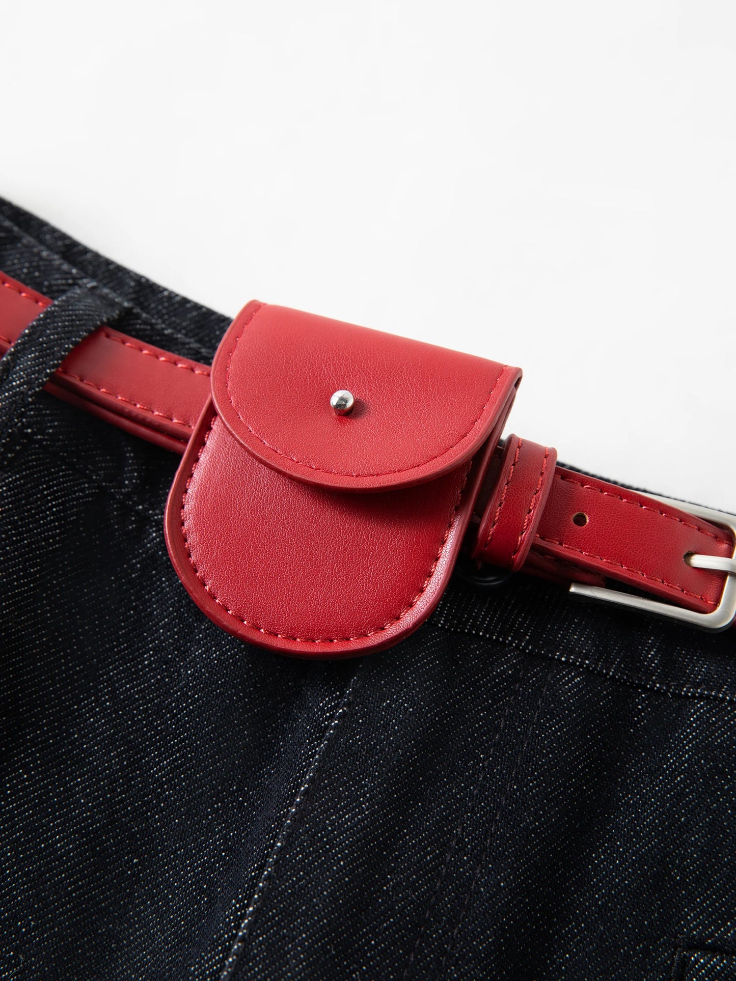 Dark Wash Belted Wide Leg Jeans