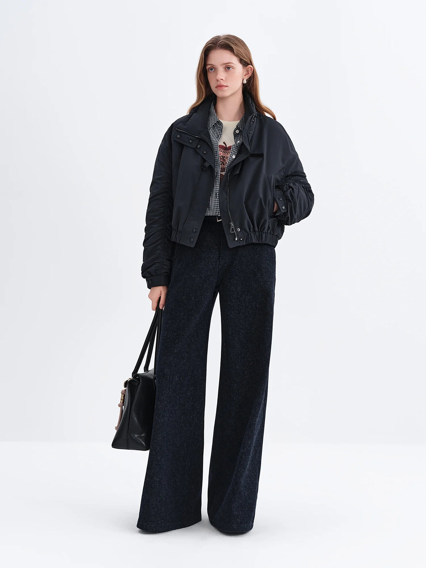 Black Fleece Lined Bomber Jacket