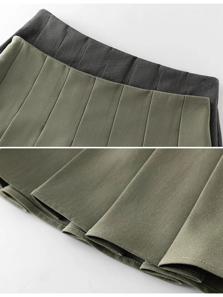Charcoal Pleated Uniform Mini Skirt