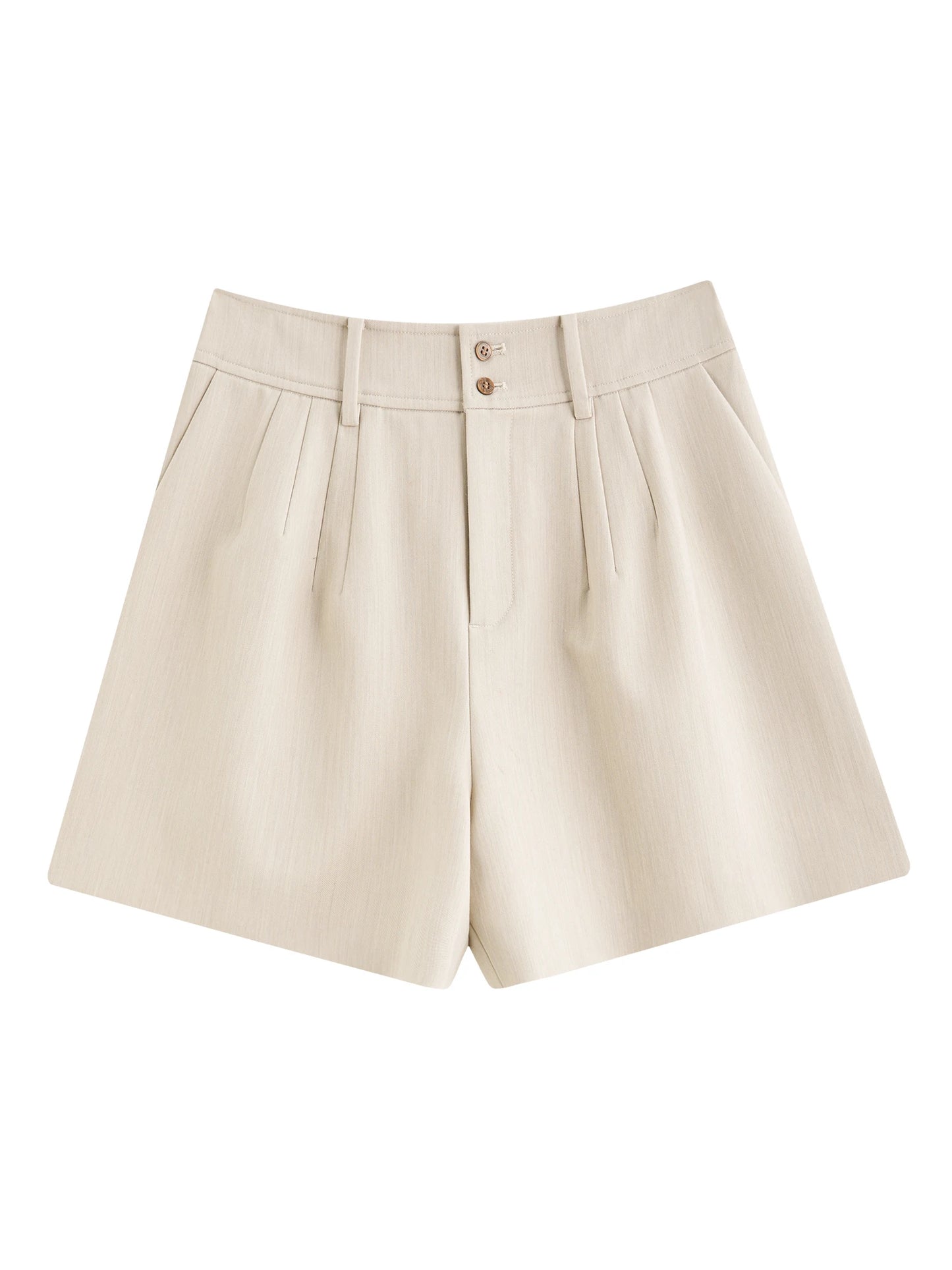 Ivory Pleated A Line Shorts