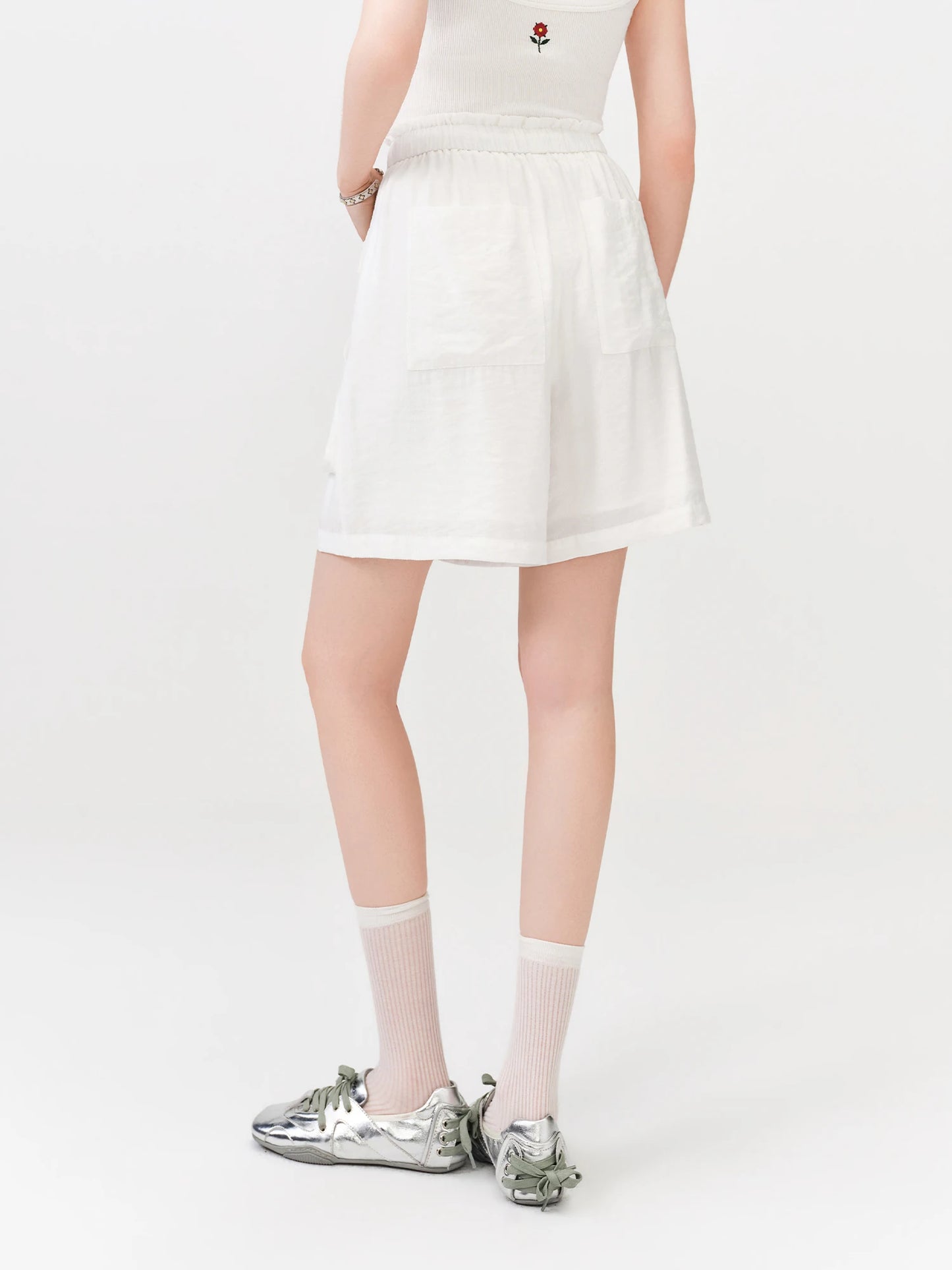 White Utility Pocket Bermuda Shorts