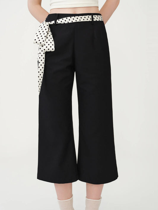 Black Polka Dot Belt Culottes