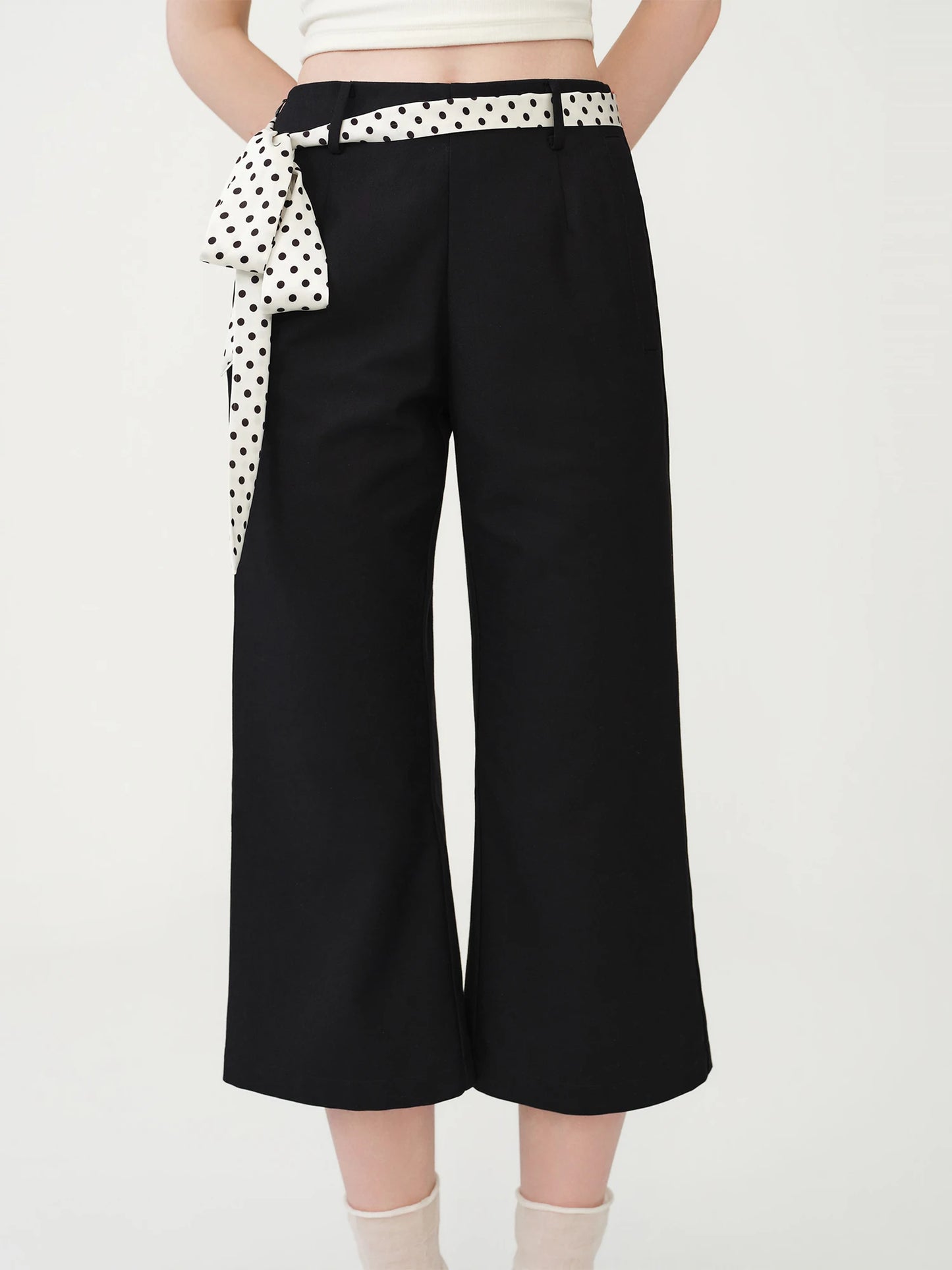 Black Polka Dot Belt Culottes