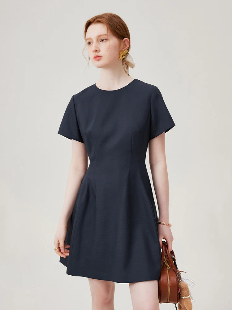 Navy Structured A-Line Mini Dress