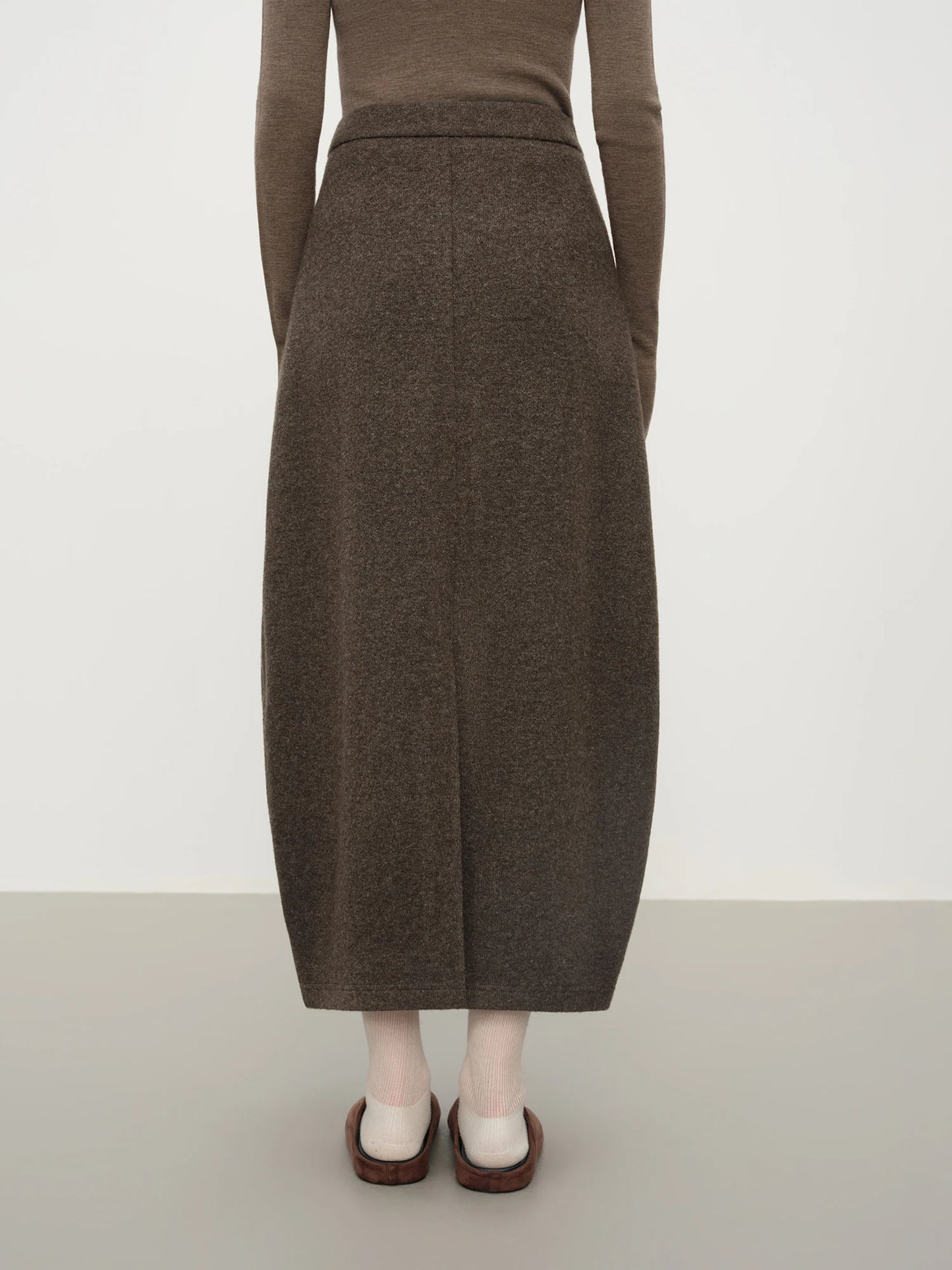 Black Wool Balloon Maxi Skirt