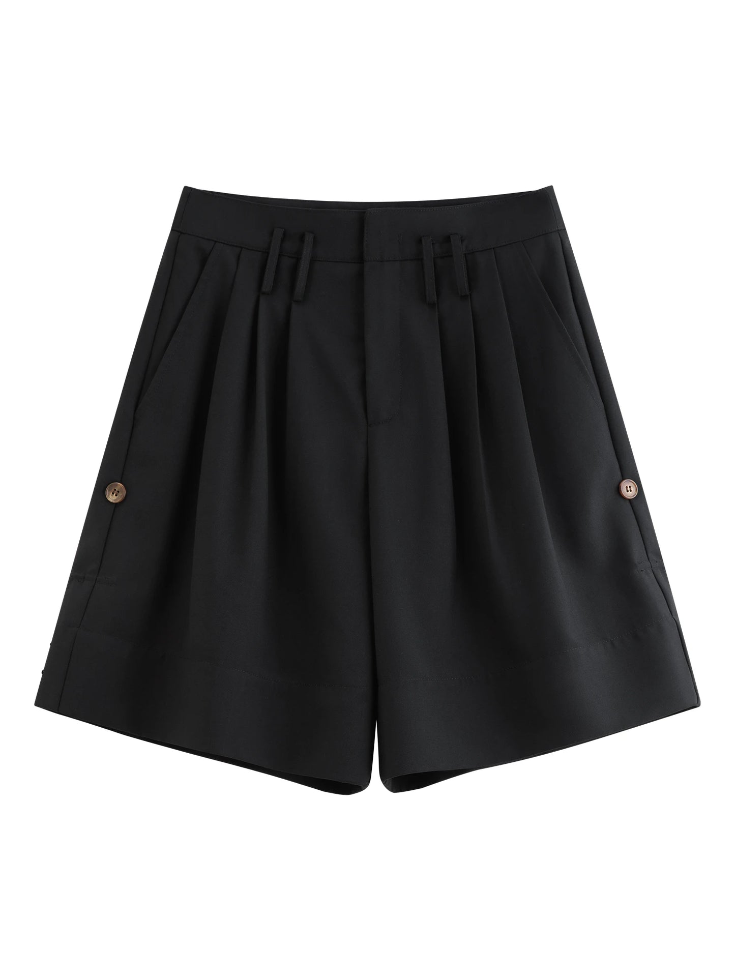 Black Structured Wide Leg Shorts