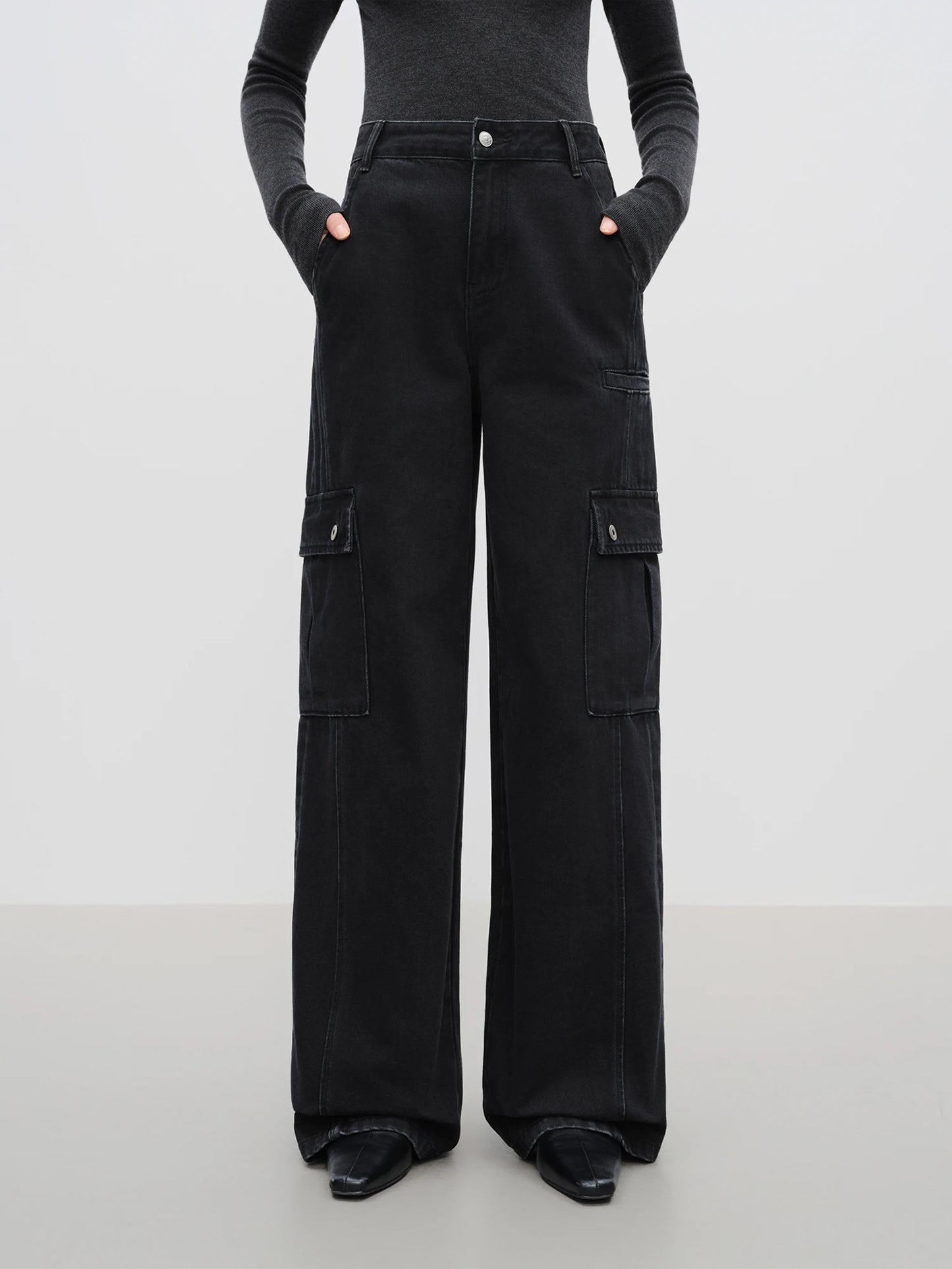 Brown Cargo Wide Leg Jeans