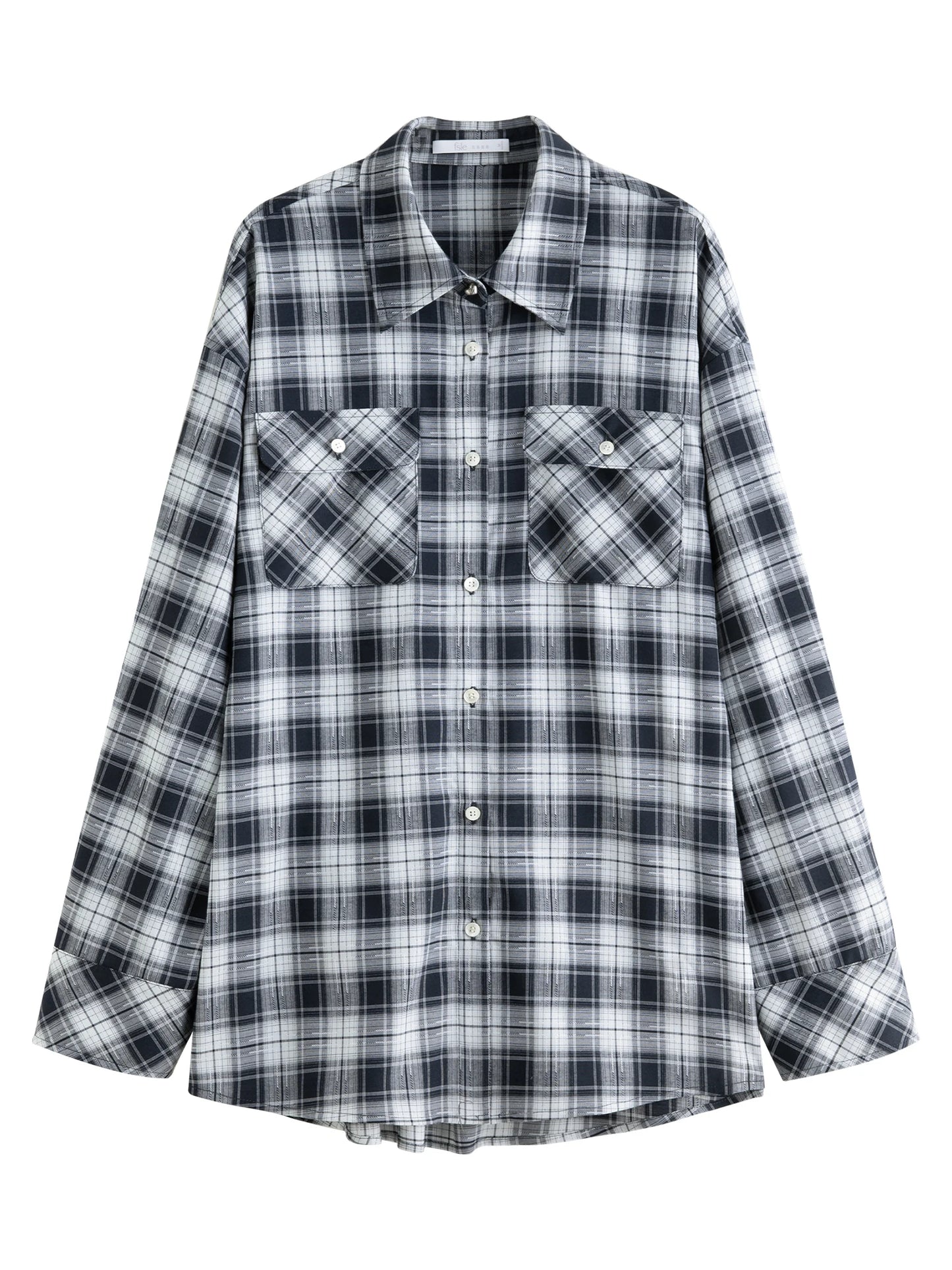 Black Plaid Oversized Flannel Shirt