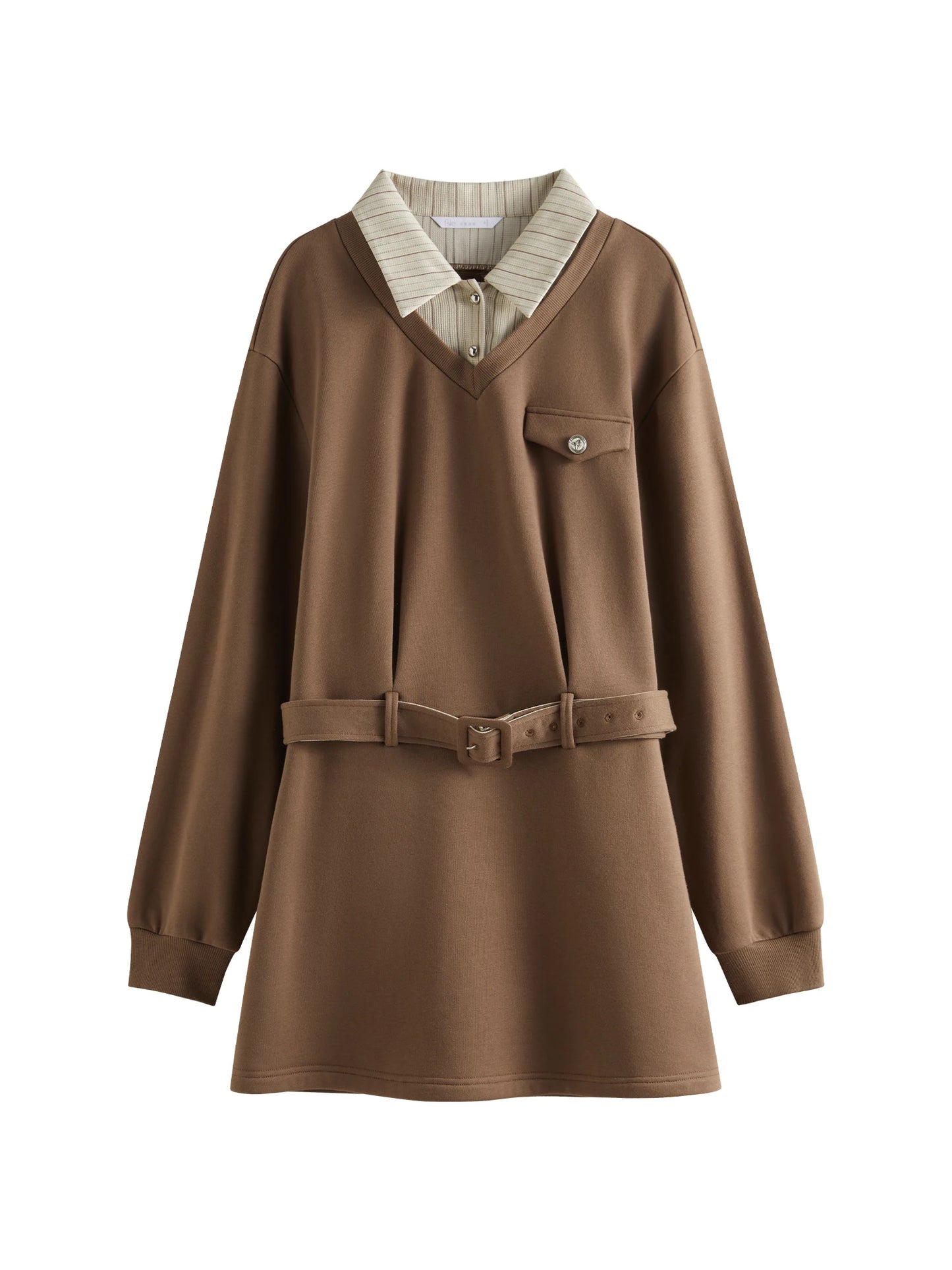Brown Belted Polo Mini Dress