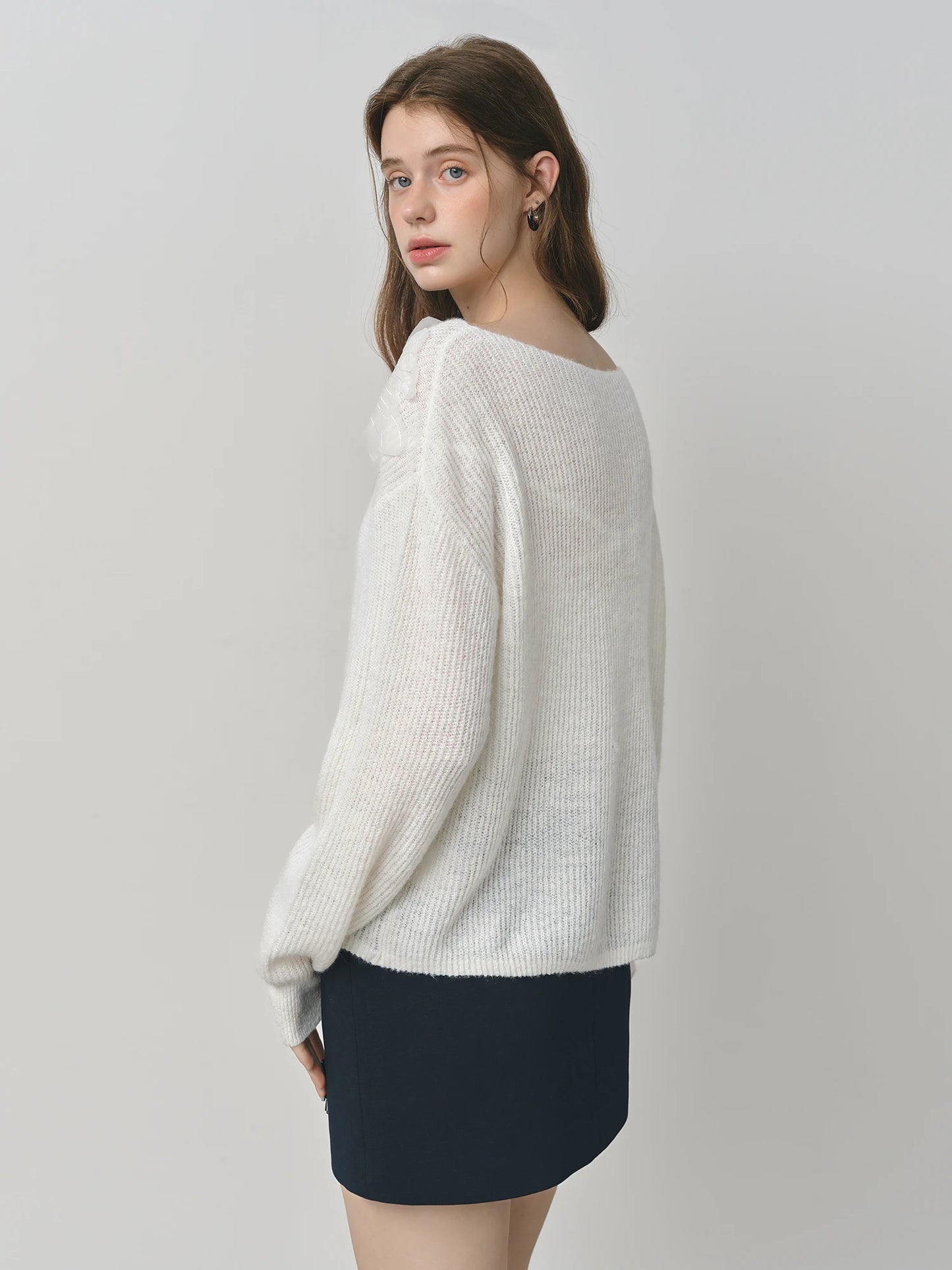 Ivory Pearl Floral Knit Sweater