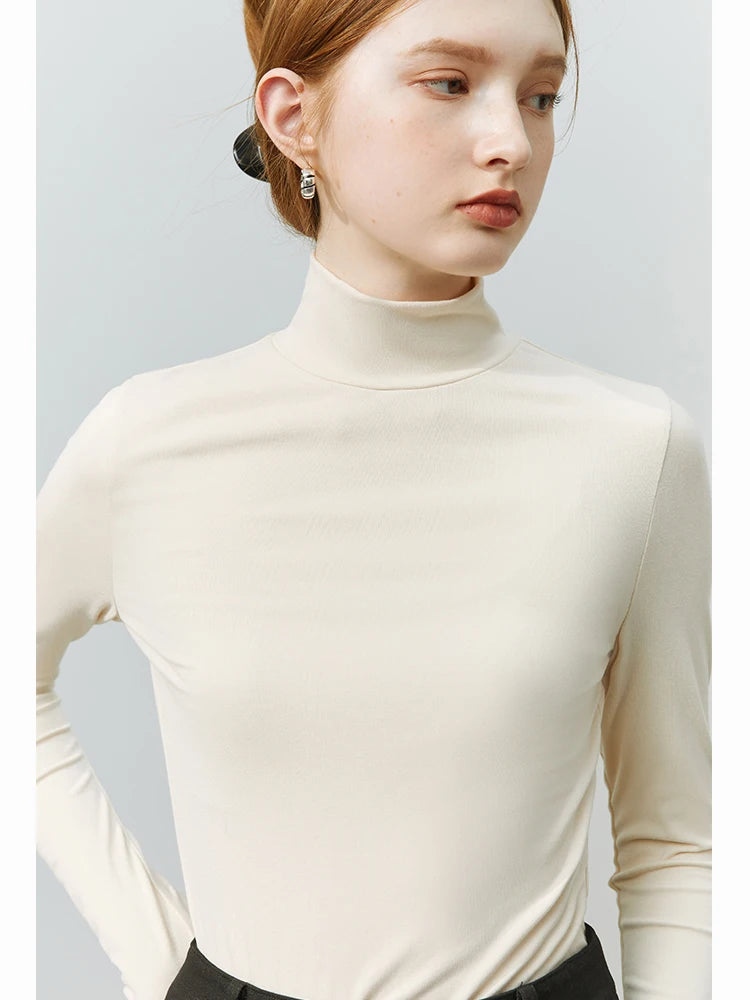 Ivory Slim Mock Neck Knit Top