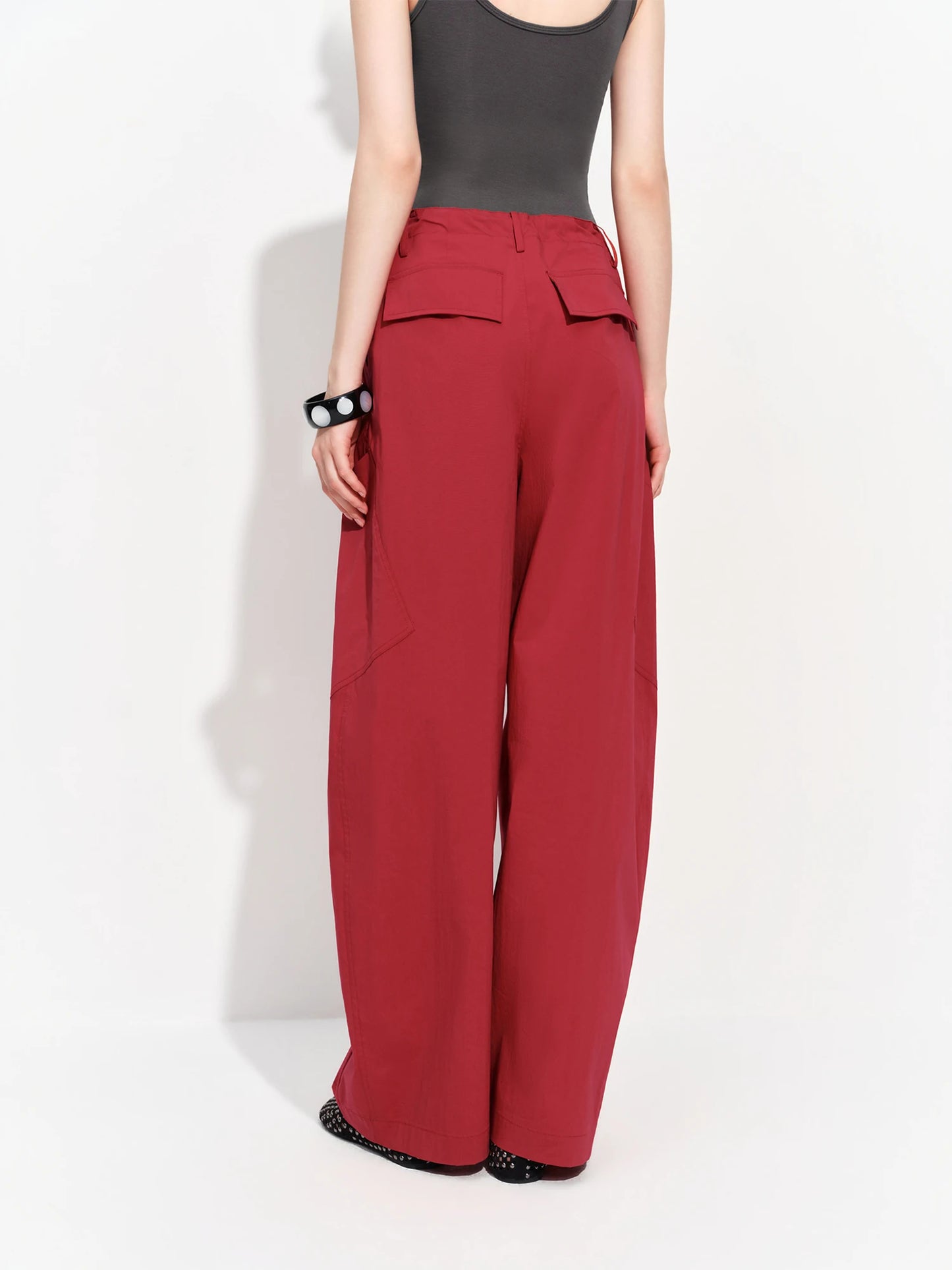 Burgundy Relaxed Balloon Pants