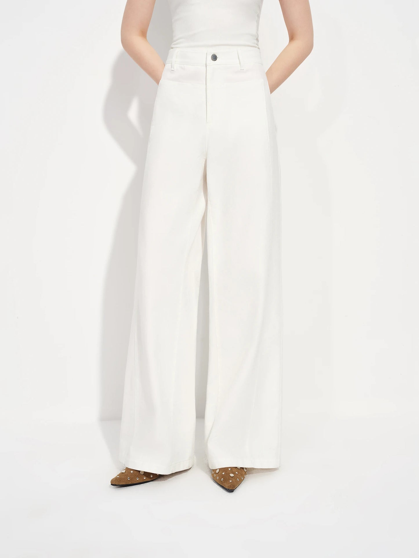 White High Waist Wide Leg Jeans