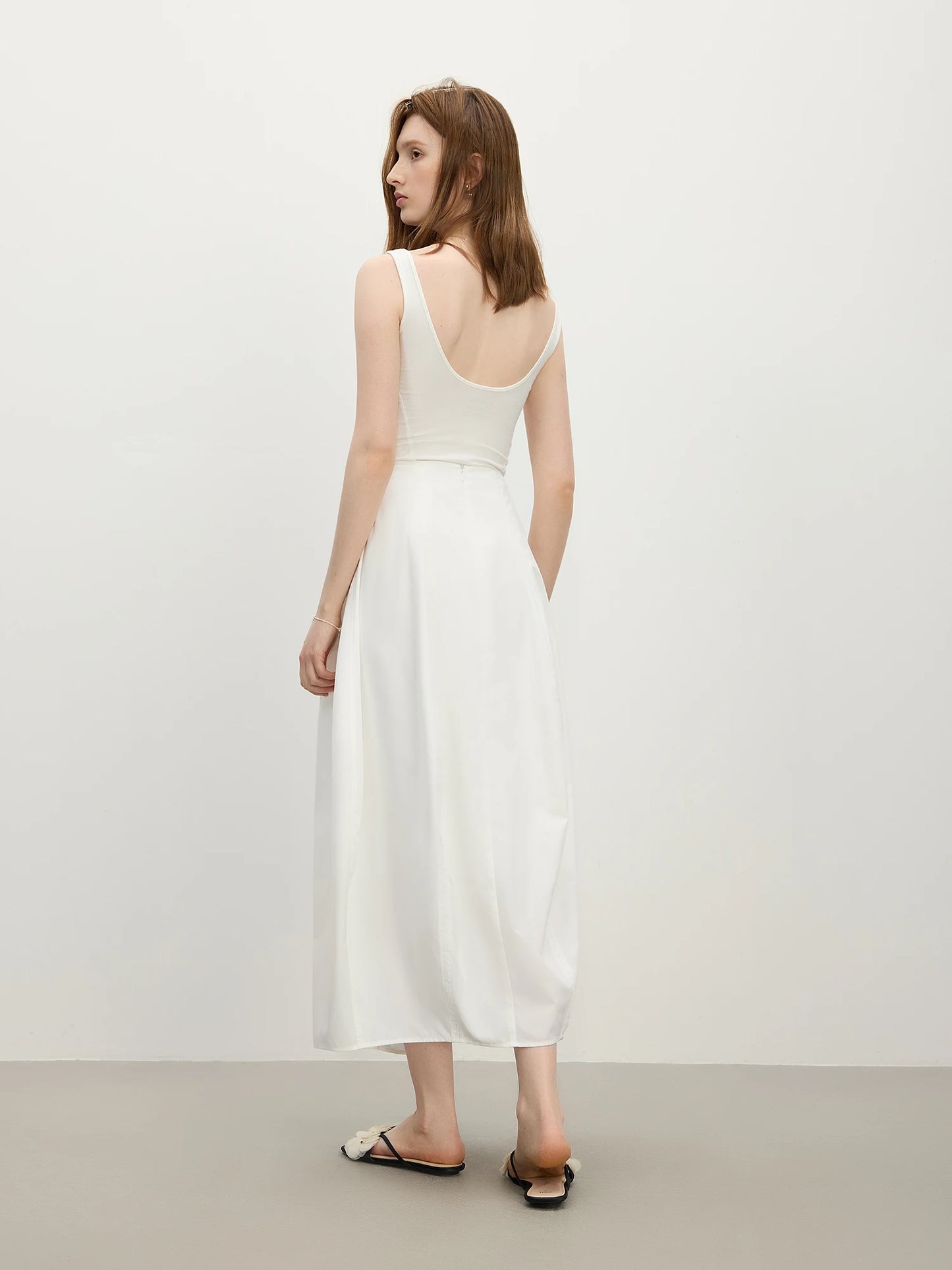 Ivory Draped Balloon Maxi Skirt