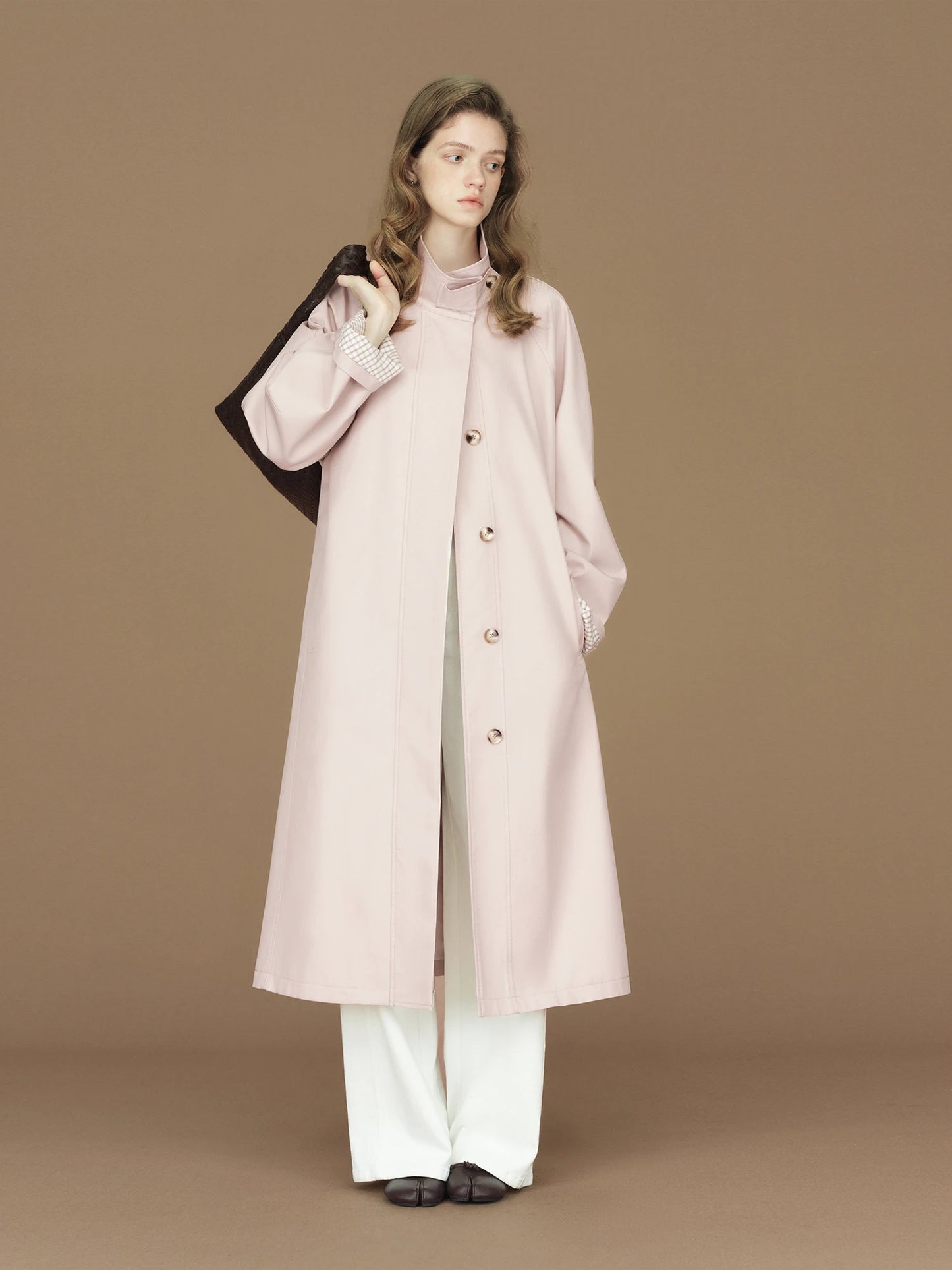 Blush Contrast Cuff Short Trench
