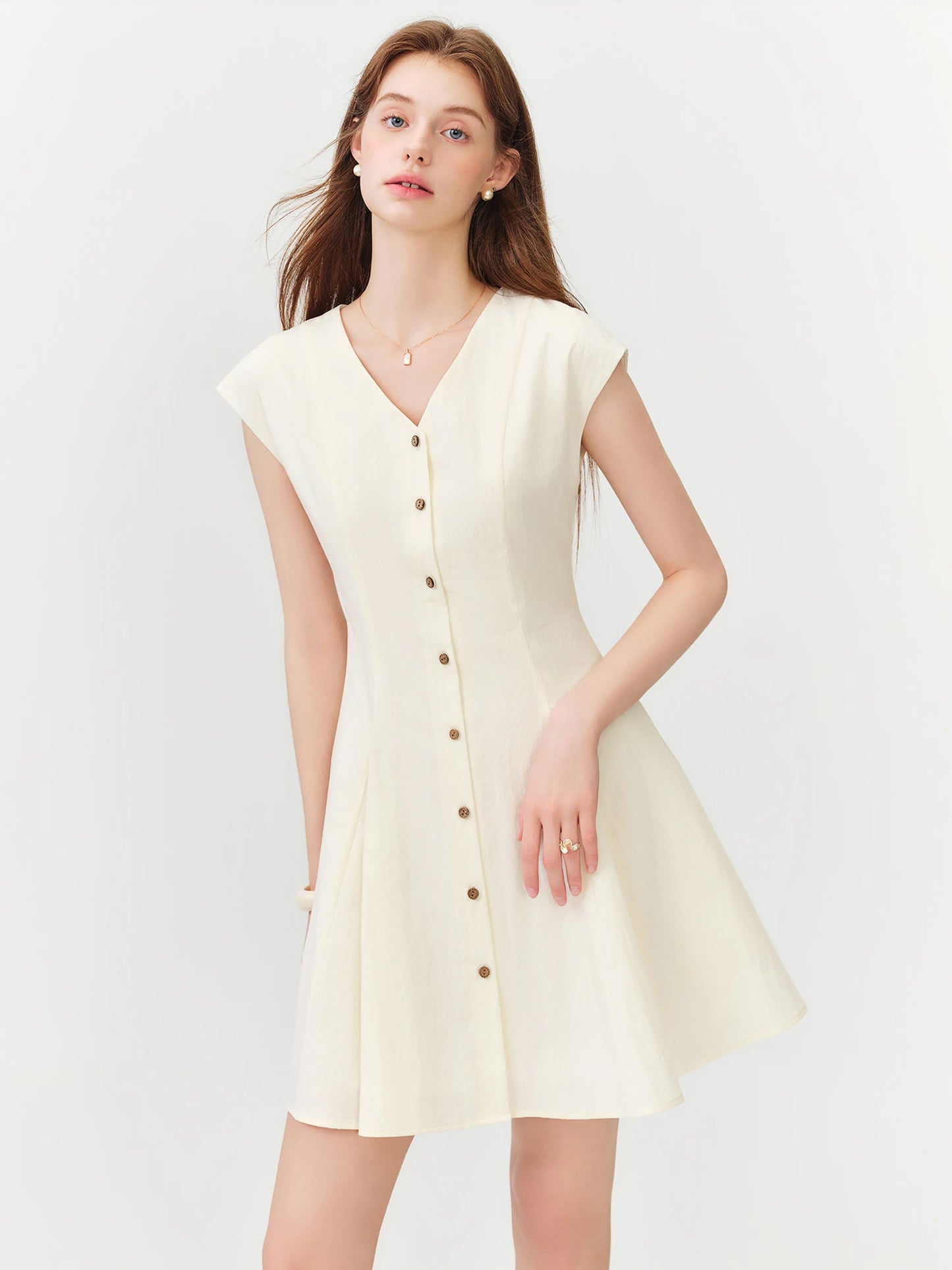 Sage Button Front Mini Dress