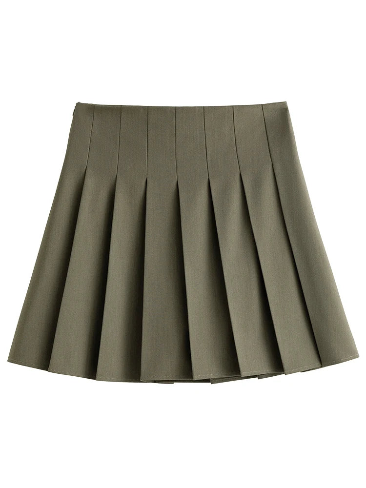 Charcoal Pleated Uniform Mini Skirt