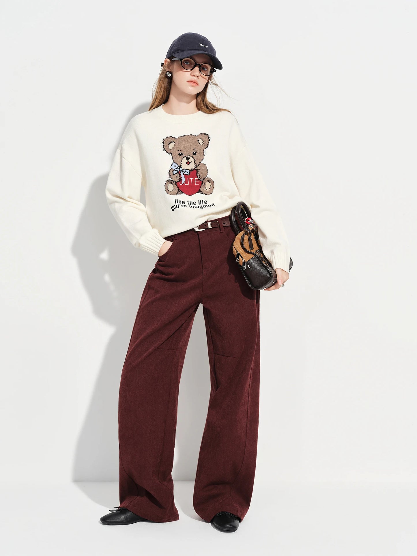 Brown Straight Leg Cotton Pants