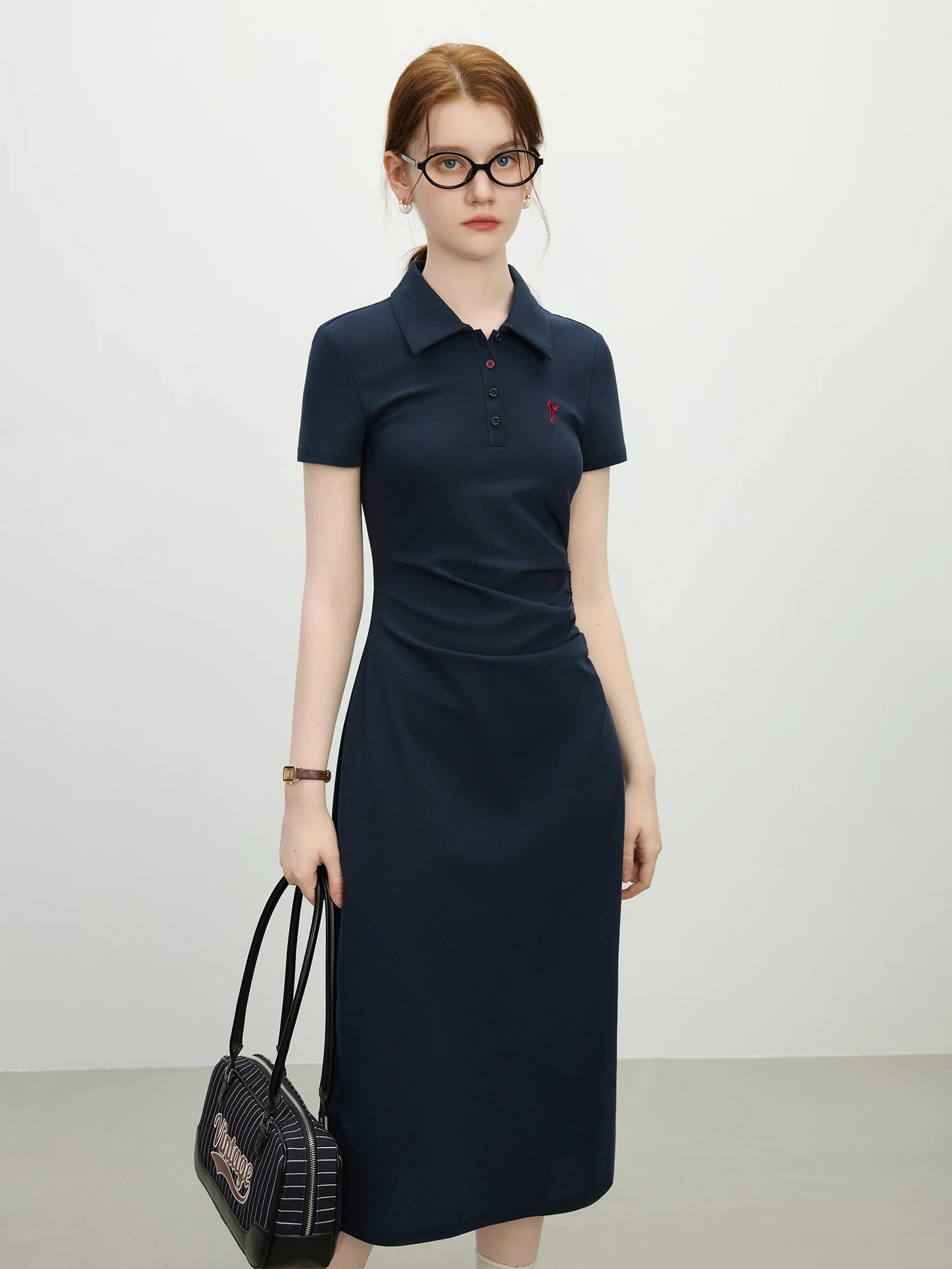 Sage Polo Collar Midi Dress