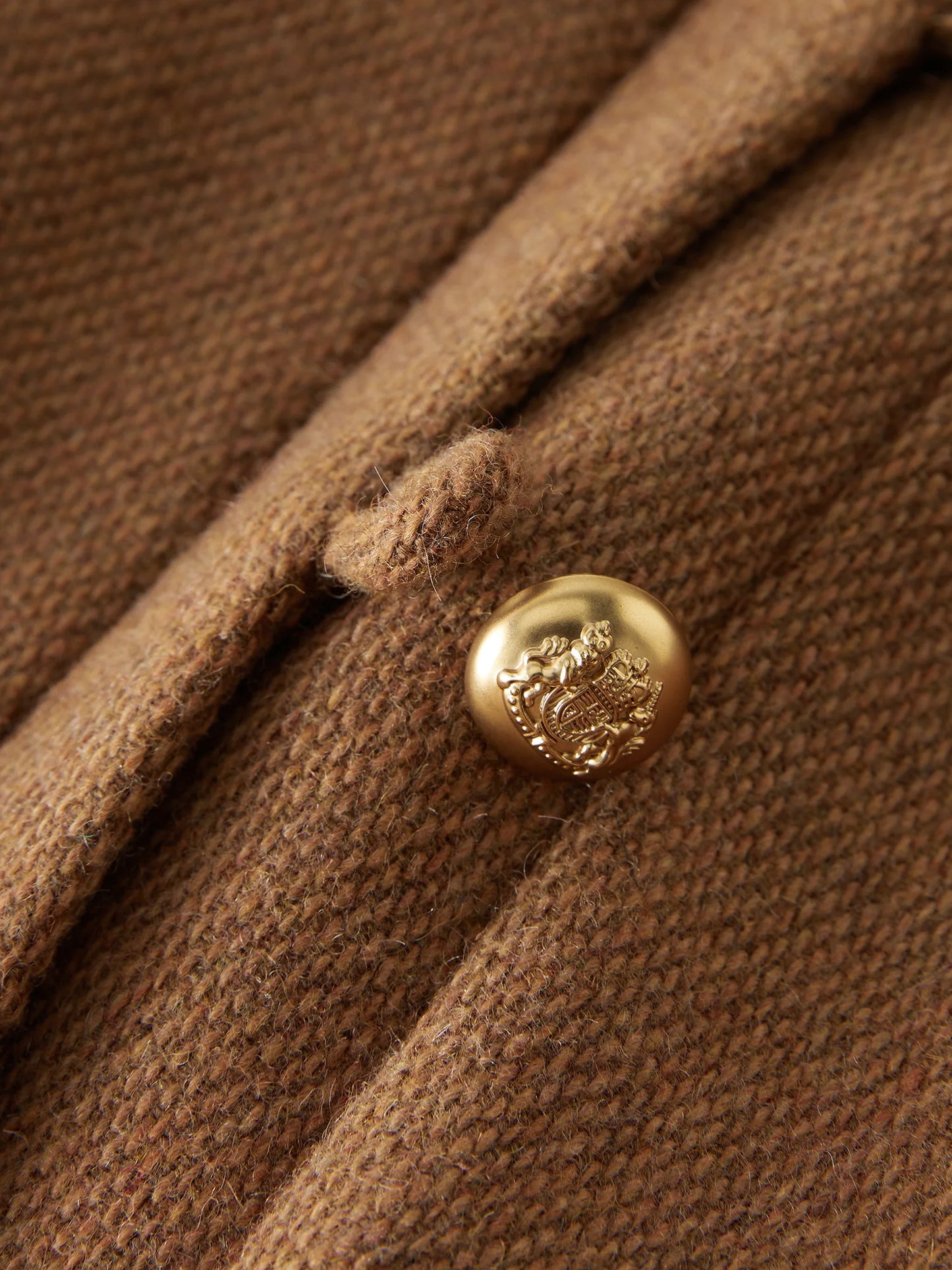 Camel Wool Button Mini Dress