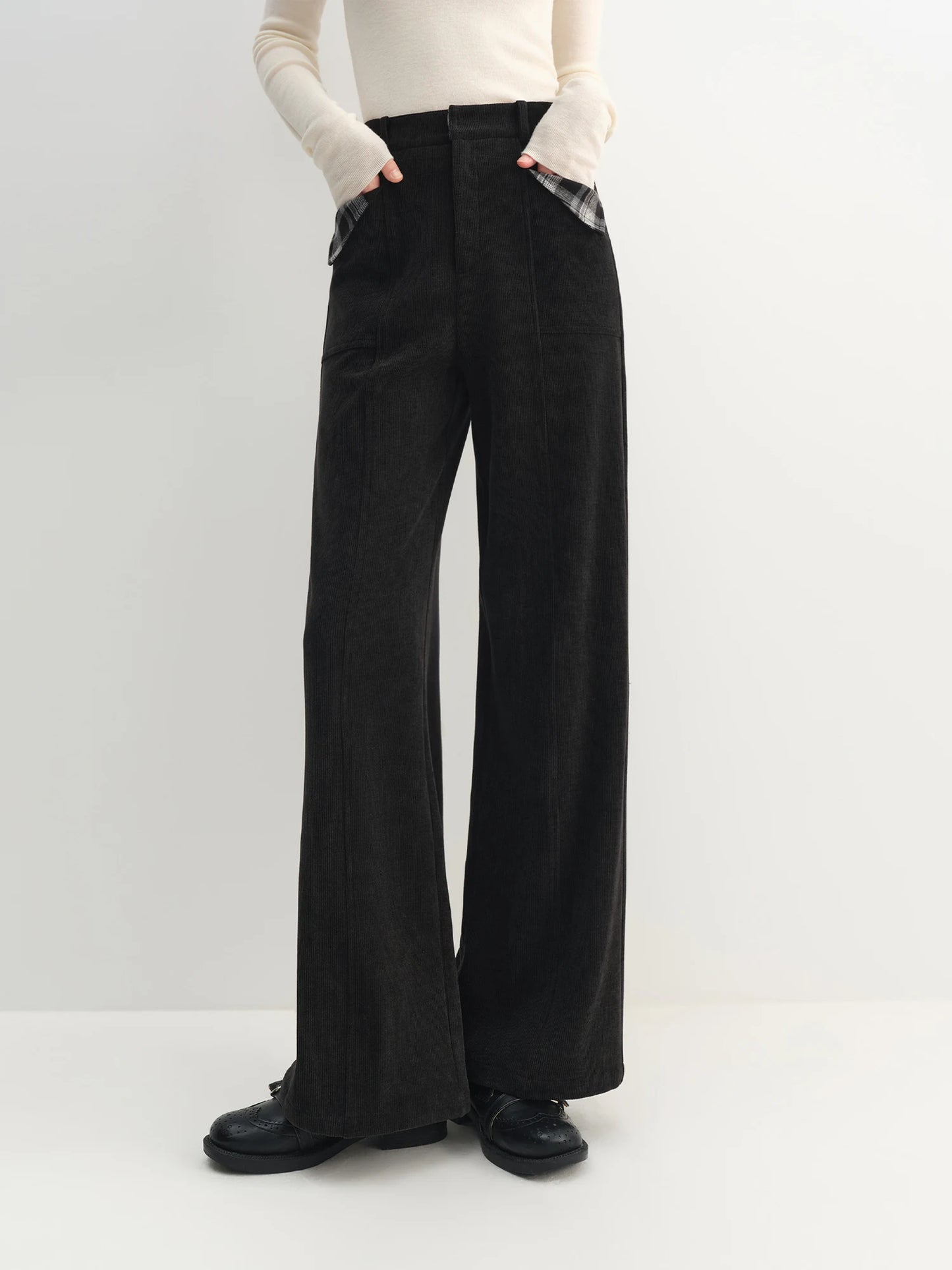 Burgundy Corduroy Wide Leg Pants