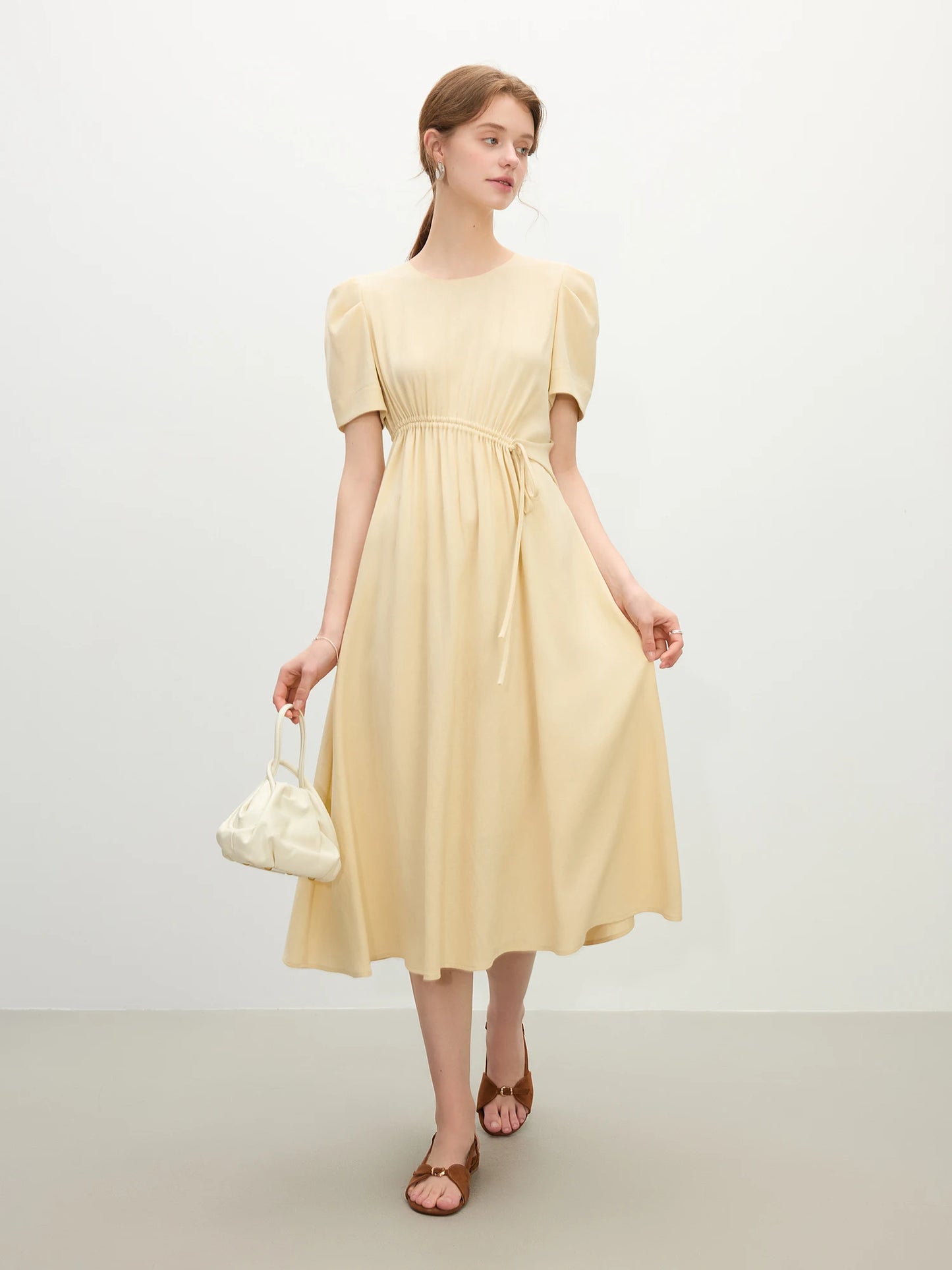 Butter Yellow Drawstring Maxi Dress