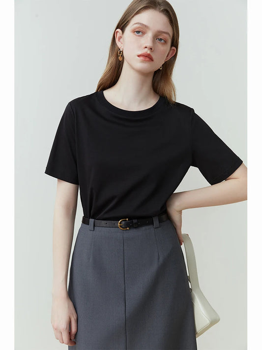 Black Classic Straight Fit Cotton Tee