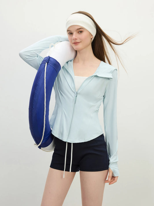 Pale Blue Hooded Sun Protection Jacket