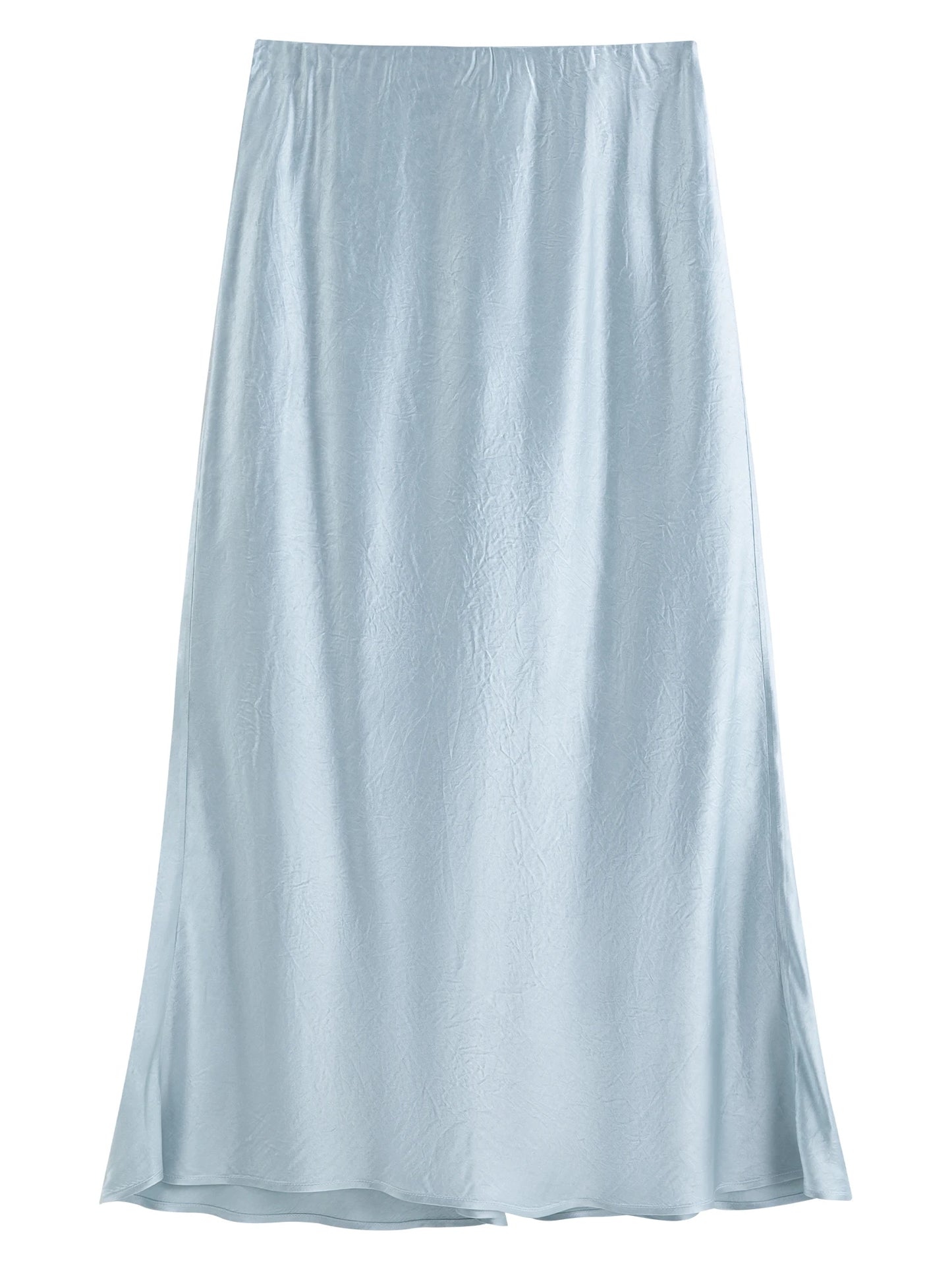 Pale Blue Satin Maxi Skirt